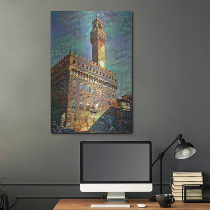 Luxe Metal Art 'Florence Italy Palazzo Vecchio' by Pedro Gavidia, Metal Wall Art,24x36