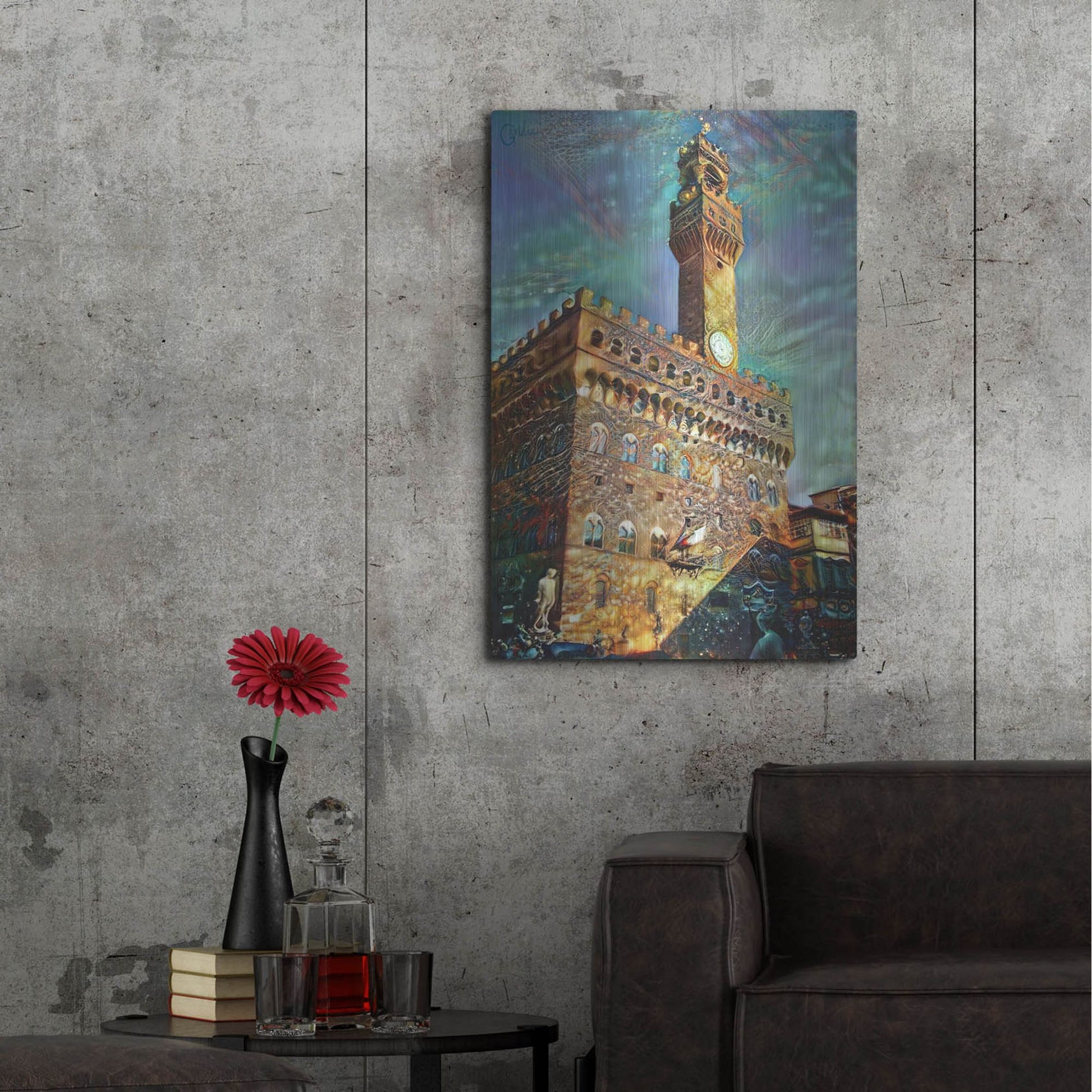 Luxe Metal Art 'Florence Italy Palazzo Vecchio' by Pedro Gavidia, Metal Wall Art,24x36