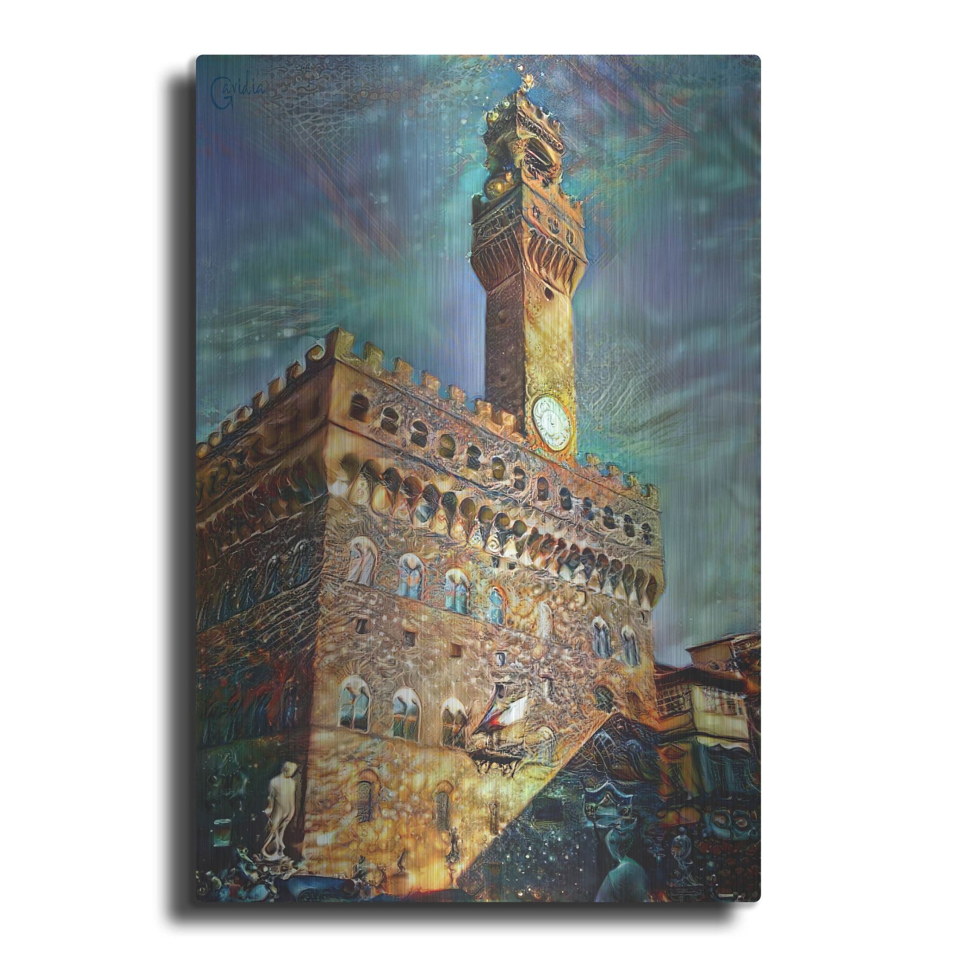 Luxe Metal Art 'Florence Italy Palazzo Vecchio' by Pedro Gavidia, Metal Wall Art