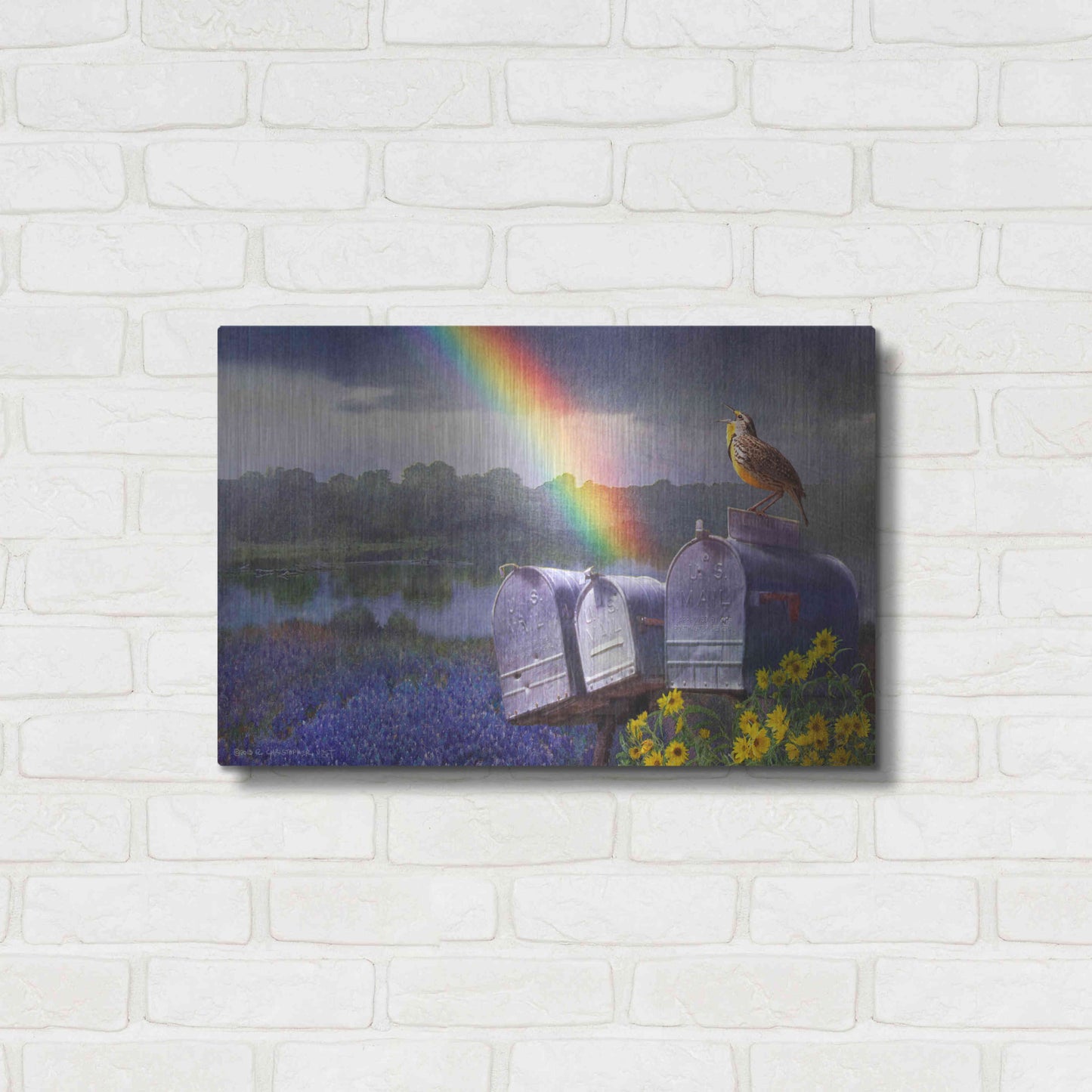 Luxe Metal Art 'Mailboxes' by Chris Vest, Metal Wall Art,24x16