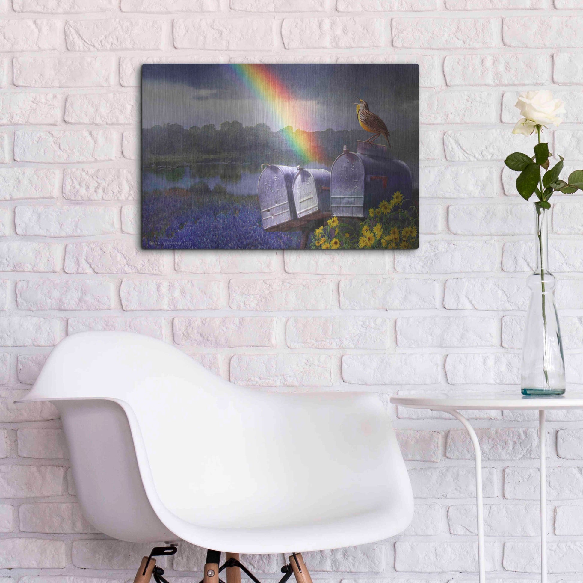 Luxe Metal Art 'Mailboxes' by Chris Vest, Metal Wall Art,24x16