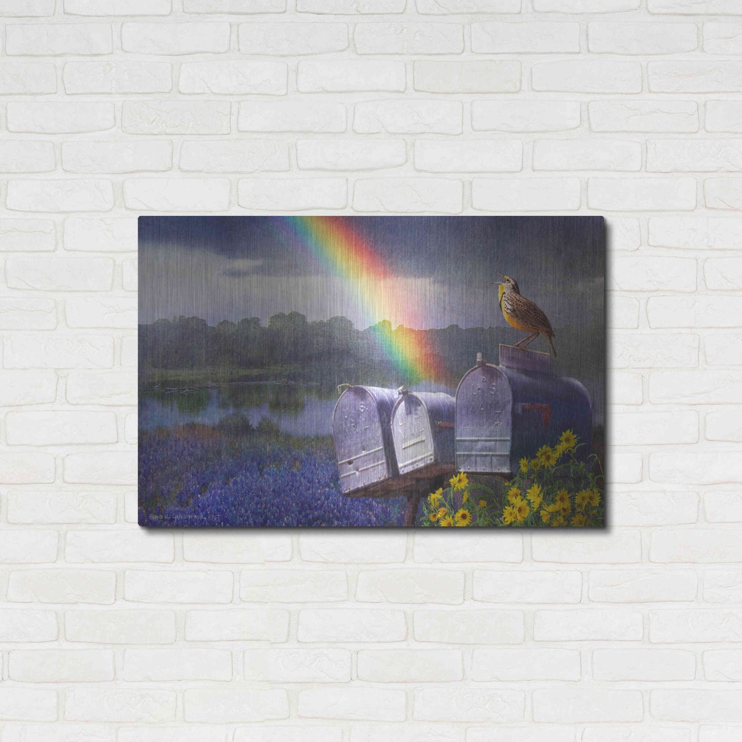 Luxe Metal Art 'Mailboxes' by Chris Vest, Metal Wall Art,36x24