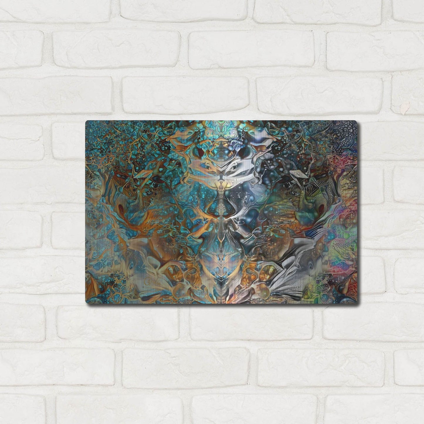 Luxe Metal Art 'Jade Mask' by Pedro Gavidia, Metal Wall Art,16x12