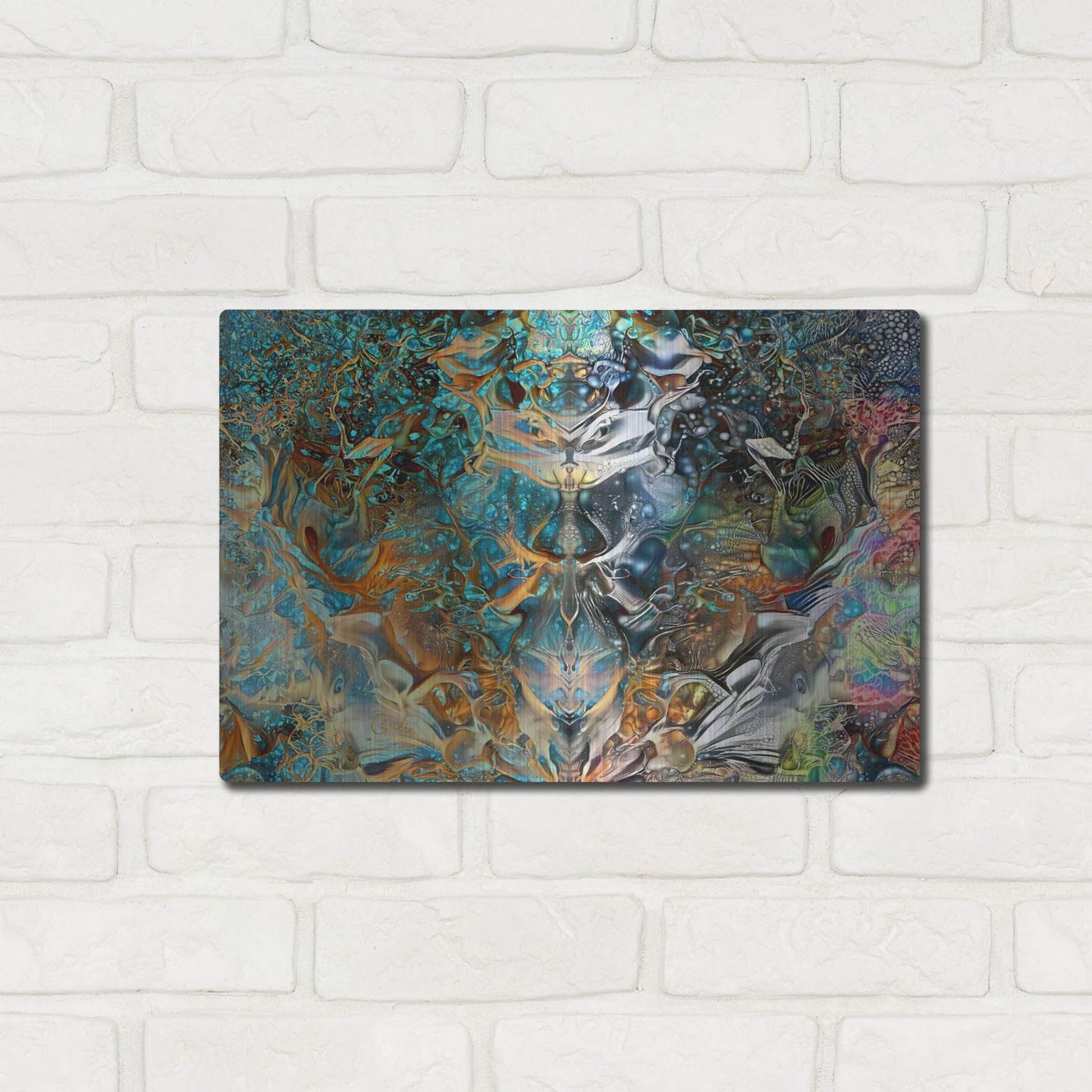 Luxe Metal Art 'Jade Mask' by Pedro Gavidia, Metal Wall Art,16x12