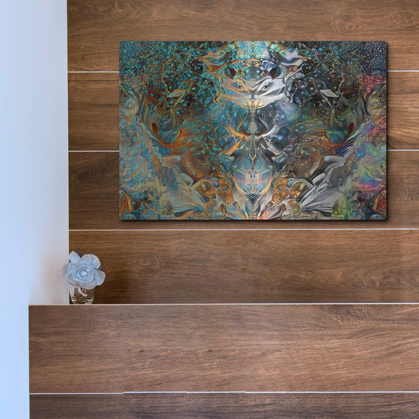 Luxe Metal Art 'Jade Mask' by Pedro Gavidia, Metal Wall Art,16x12