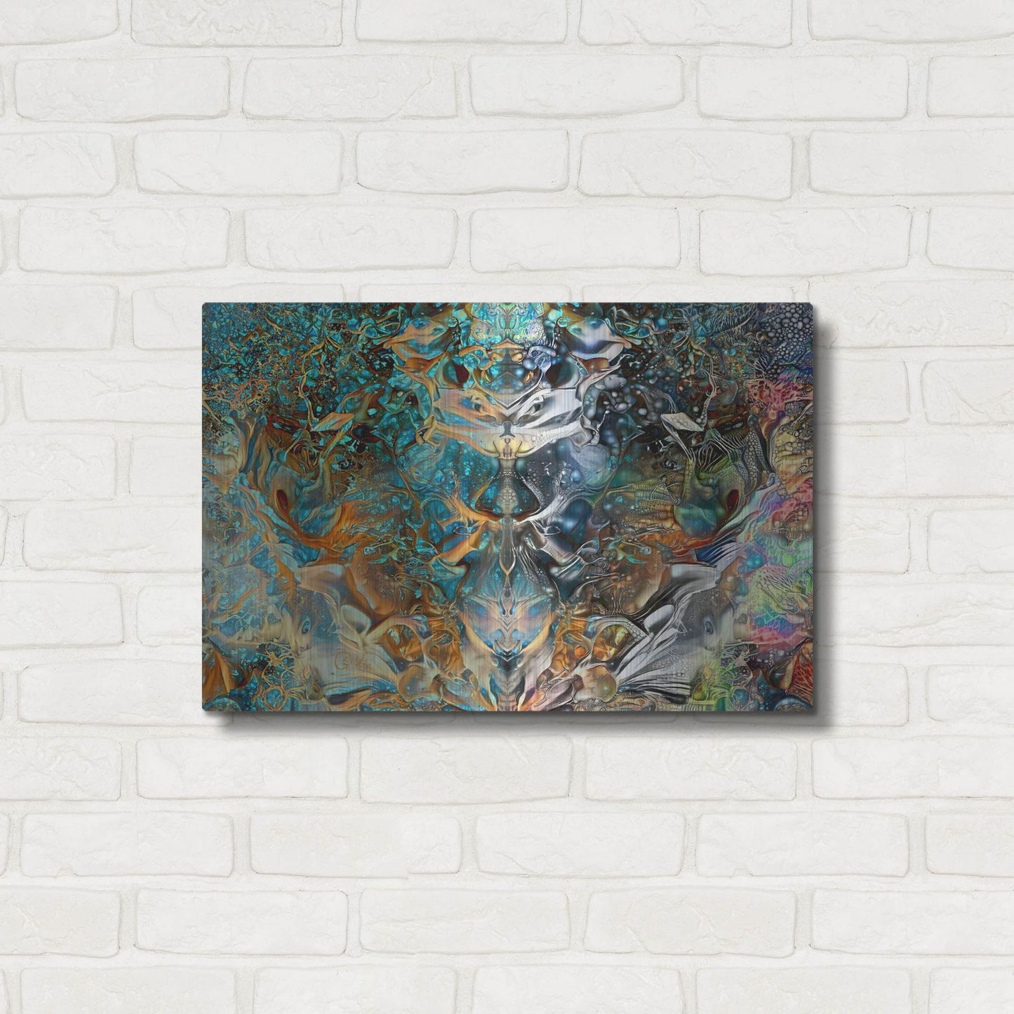 Luxe Metal Art 'Jade Mask' by Pedro Gavidia, Metal Wall Art,24x16