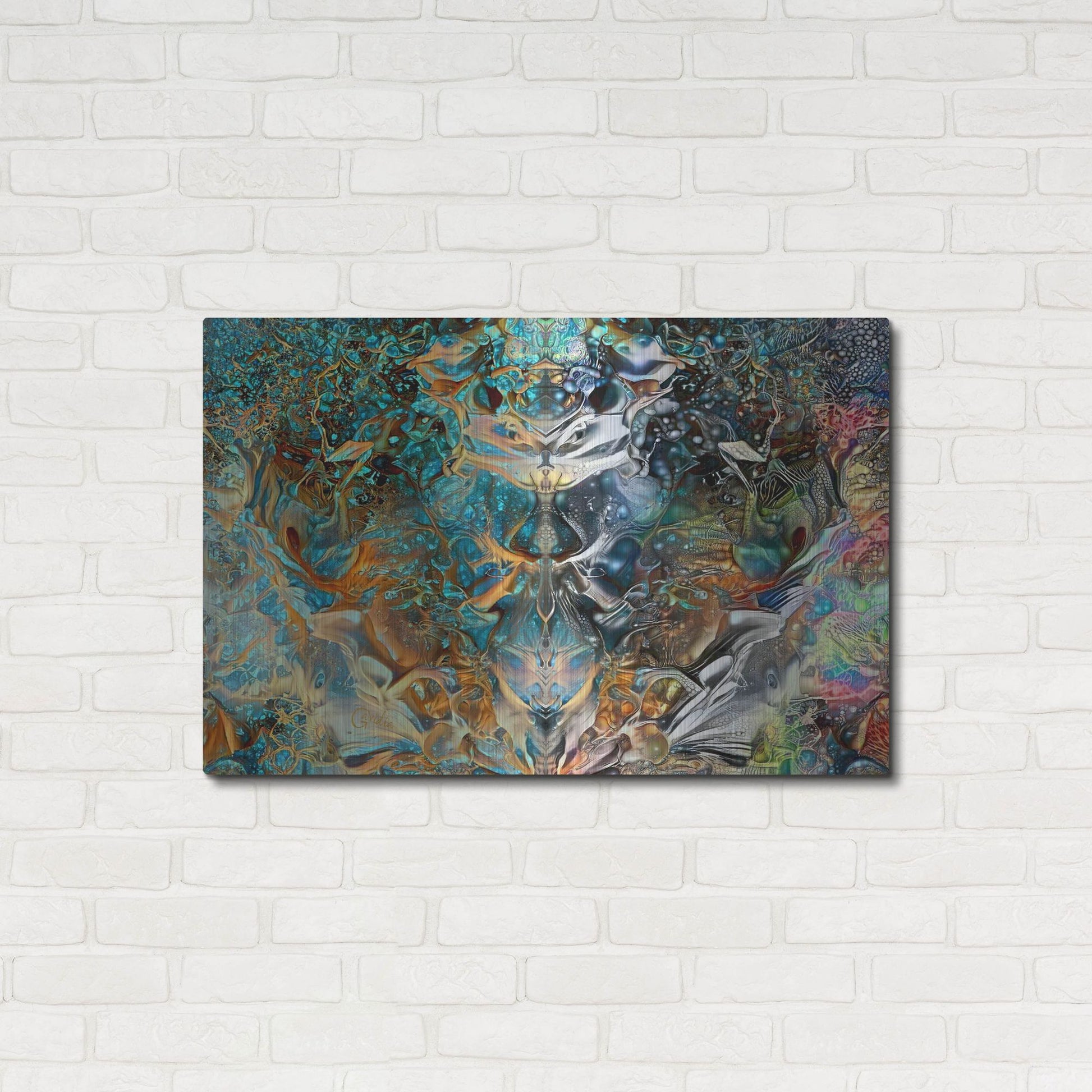 Luxe Metal Art 'Jade Mask' by Pedro Gavidia, Metal Wall Art,36x24