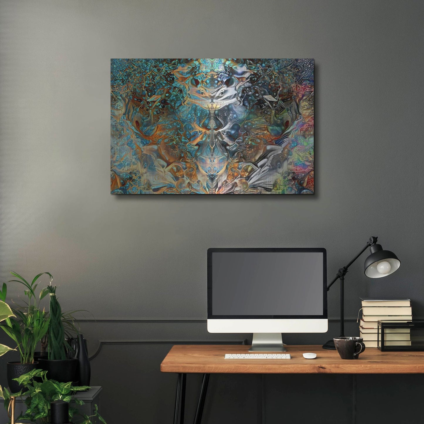 Luxe Metal Art 'Jade Mask' by Pedro Gavidia, Metal Wall Art,36x24