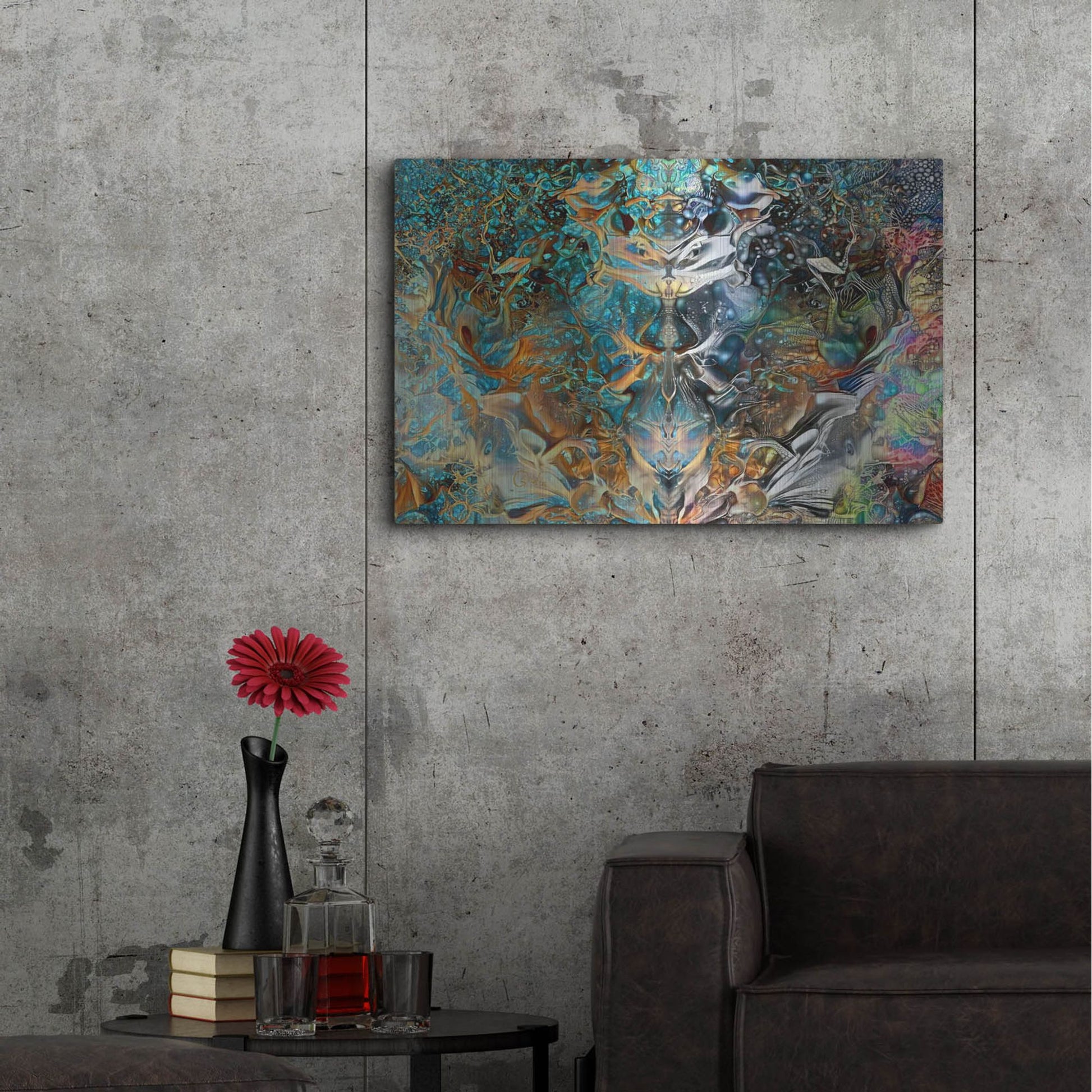 Luxe Metal Art 'Jade Mask' by Pedro Gavidia, Metal Wall Art,36x24