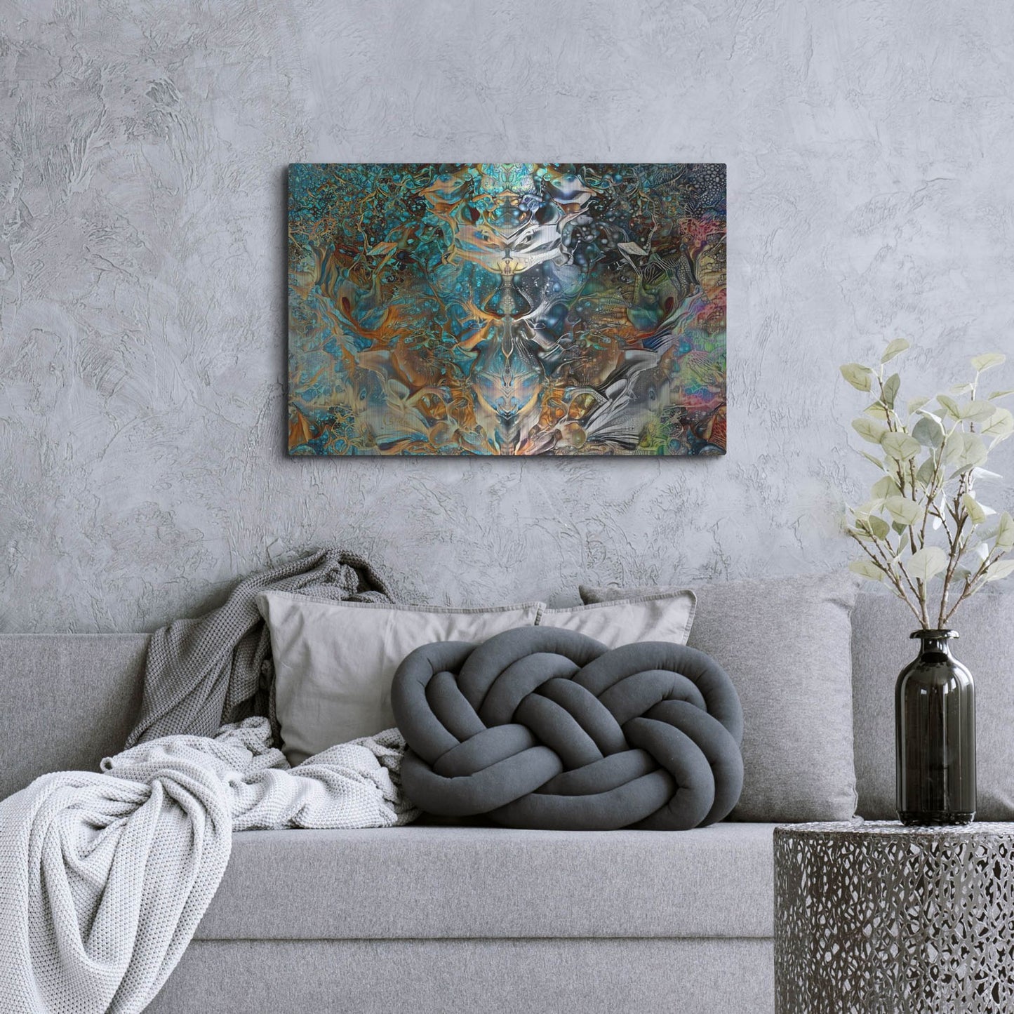 Luxe Metal Art 'Jade Mask' by Pedro Gavidia, Metal Wall Art,36x24