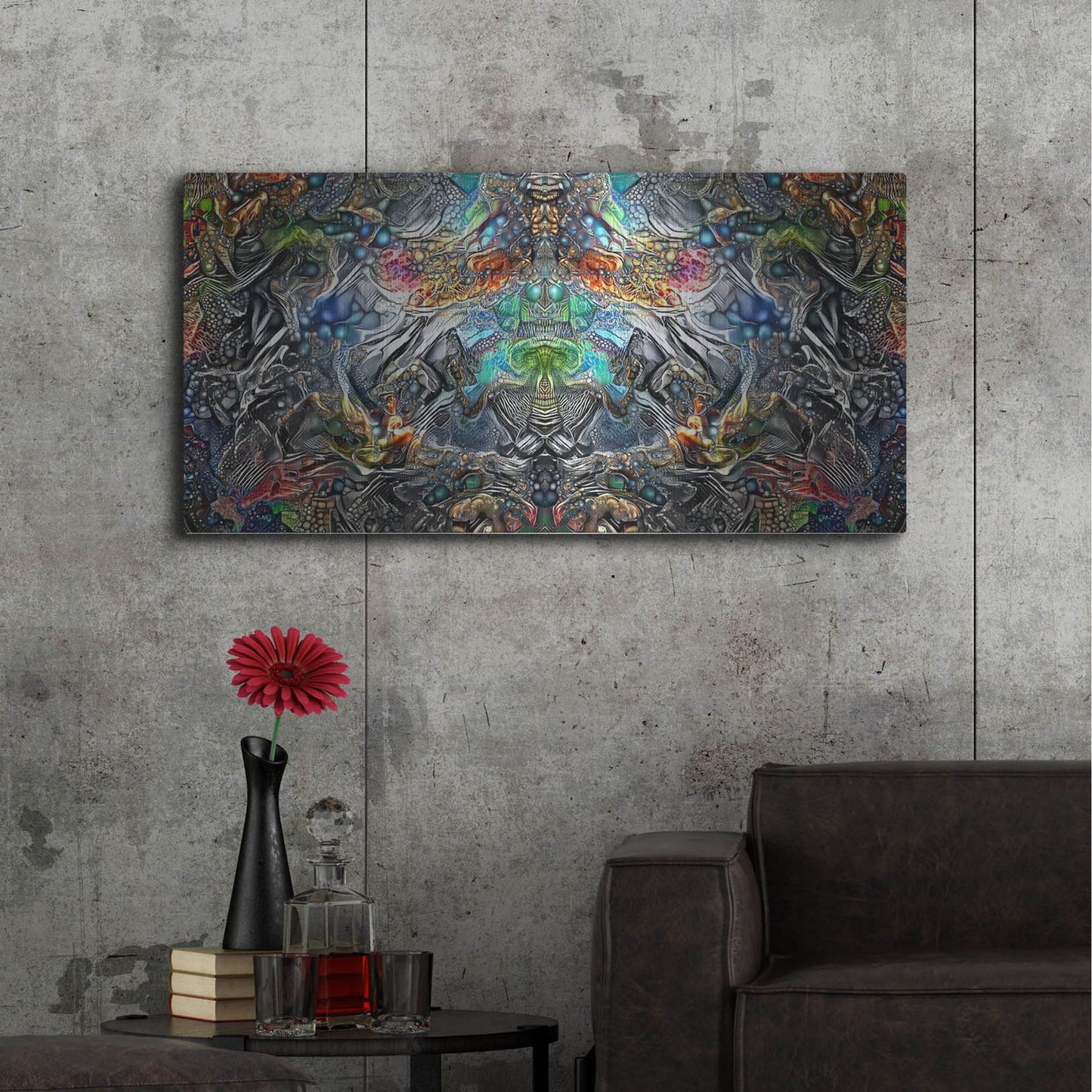 Luxe Metal Art 'Maria Sabinas Trance' by Pedro Gavidia, Metal Wall Art,48x24