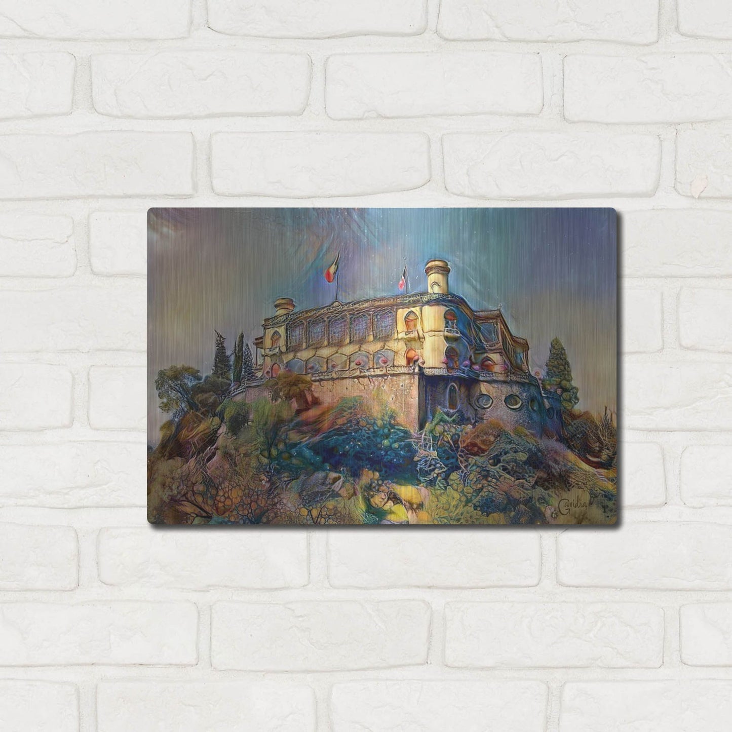 Luxe Metal Art 'Mexico City Chapultepec Castle Ver2' by Pedro Gavidia, Metal Wall Art,16x12