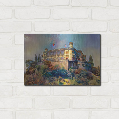 Luxe Metal Art 'Mexico City Chapultepec Castle Ver2' by Pedro Gavidia, Metal Wall Art,16x12