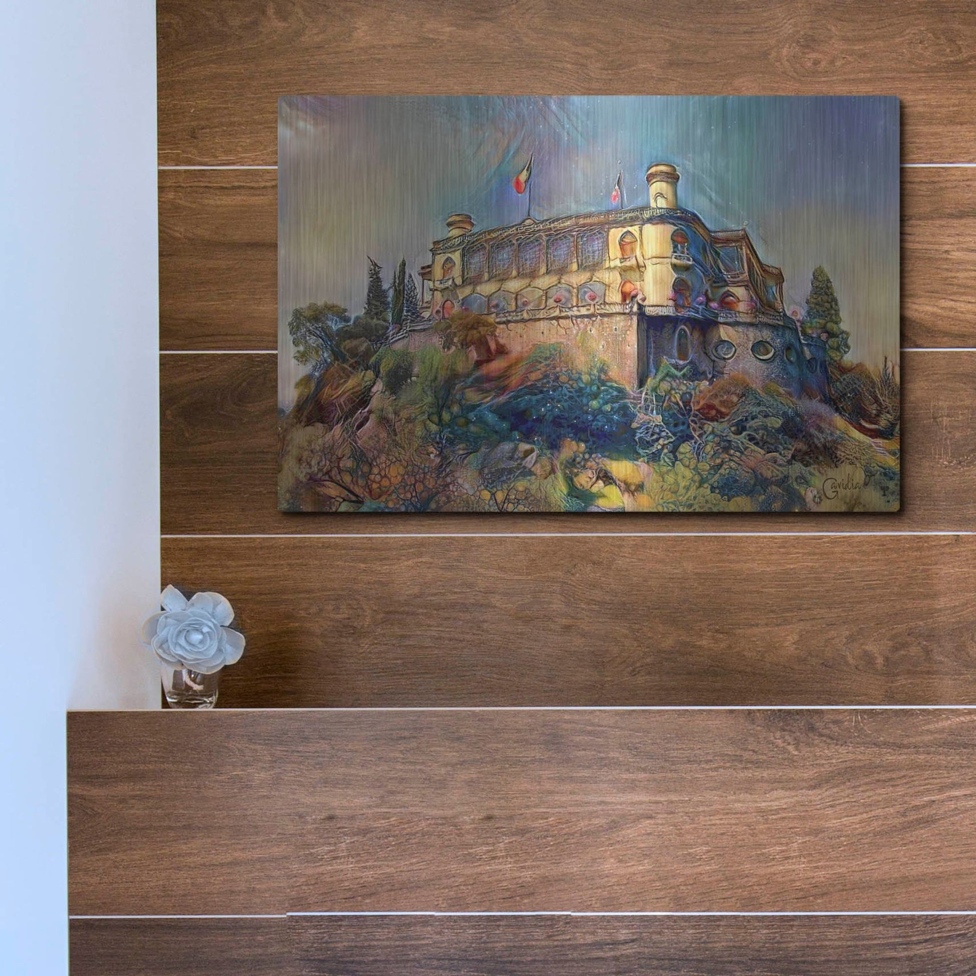 Luxe Metal Art 'Mexico City Chapultepec Castle Ver2' by Pedro Gavidia, Metal Wall Art,16x12