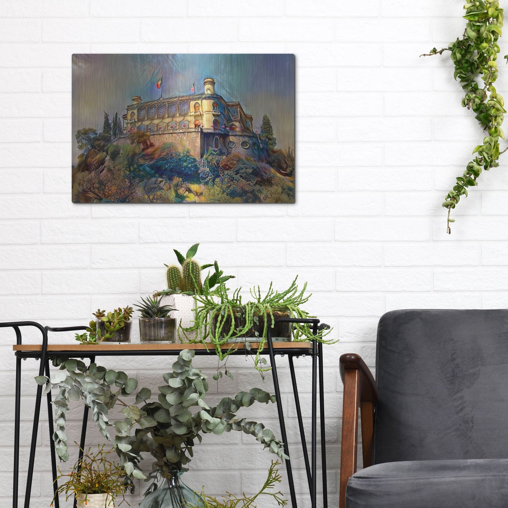 Luxe Metal Art 'Mexico City Chapultepec Castle Ver2' by Pedro Gavidia, Metal Wall Art,16x12