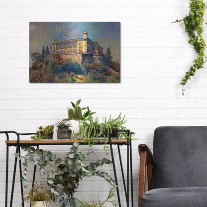 Luxe Metal Art 'Mexico City Chapultepec Castle Ver2' by Pedro Gavidia, Metal Wall Art,16x12