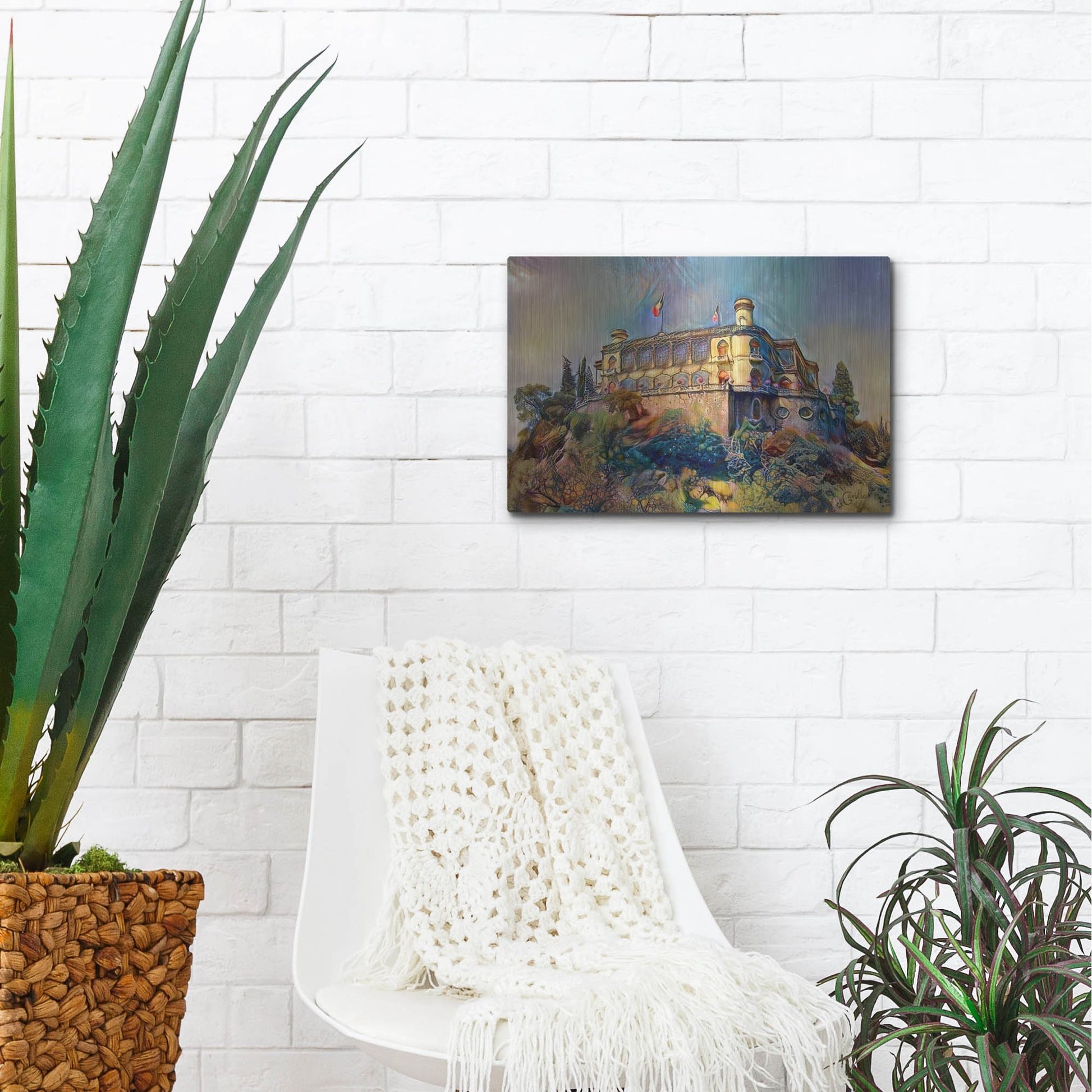 Luxe Metal Art 'Mexico City Chapultepec Castle Ver2' by Pedro Gavidia, Metal Wall Art,16x12