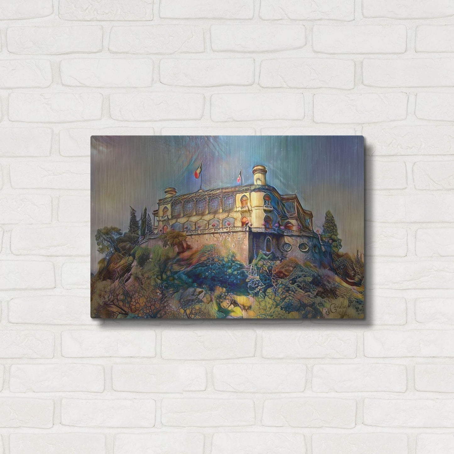 Luxe Metal Art 'Mexico City Chapultepec Castle Ver2' by Pedro Gavidia, Metal Wall Art,24x16