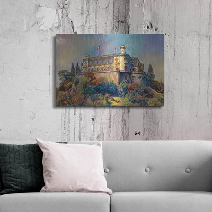 Luxe Metal Art 'Mexico City Chapultepec Castle Ver2' by Pedro Gavidia, Metal Wall Art,36x24