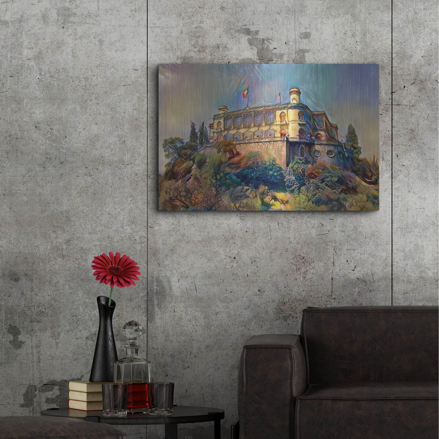Luxe Metal Art 'Mexico City Chapultepec Castle Ver2' by Pedro Gavidia, Metal Wall Art,36x24