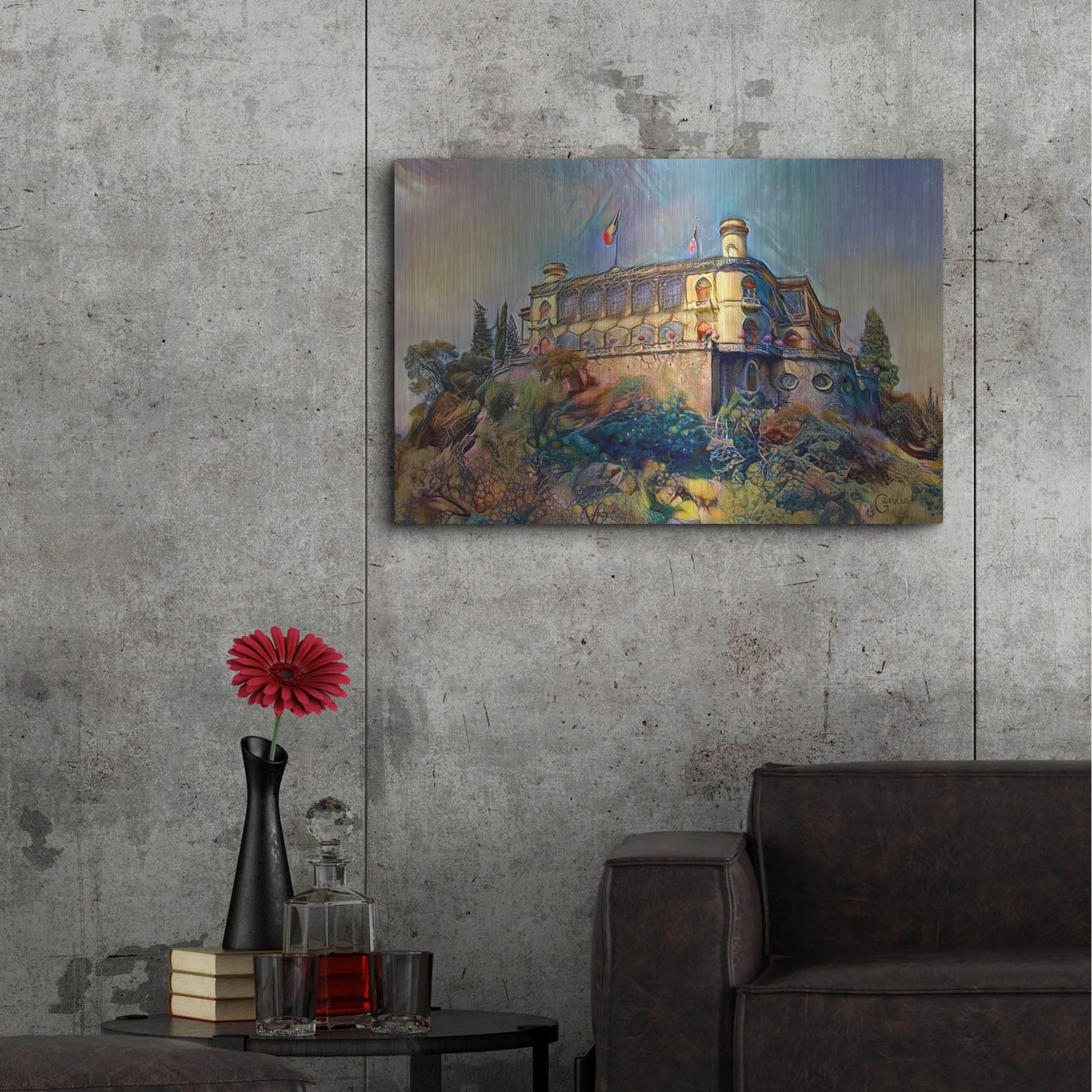 Luxe Metal Art 'Mexico City Chapultepec Castle Ver2' by Pedro Gavidia, Metal Wall Art,36x24
