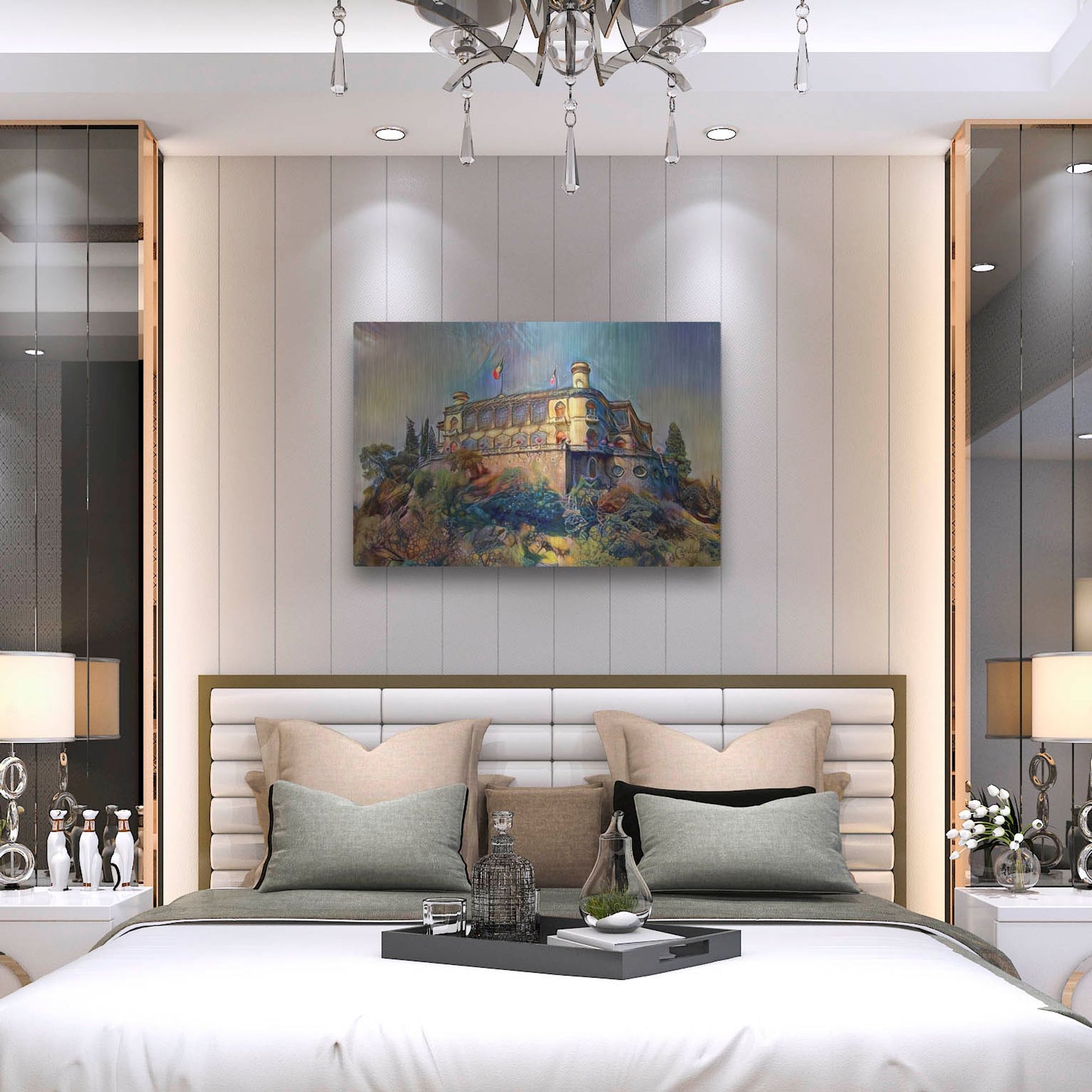 Luxe Metal Art 'Mexico City Chapultepec Castle Ver2' by Pedro Gavidia, Metal Wall Art,36x24