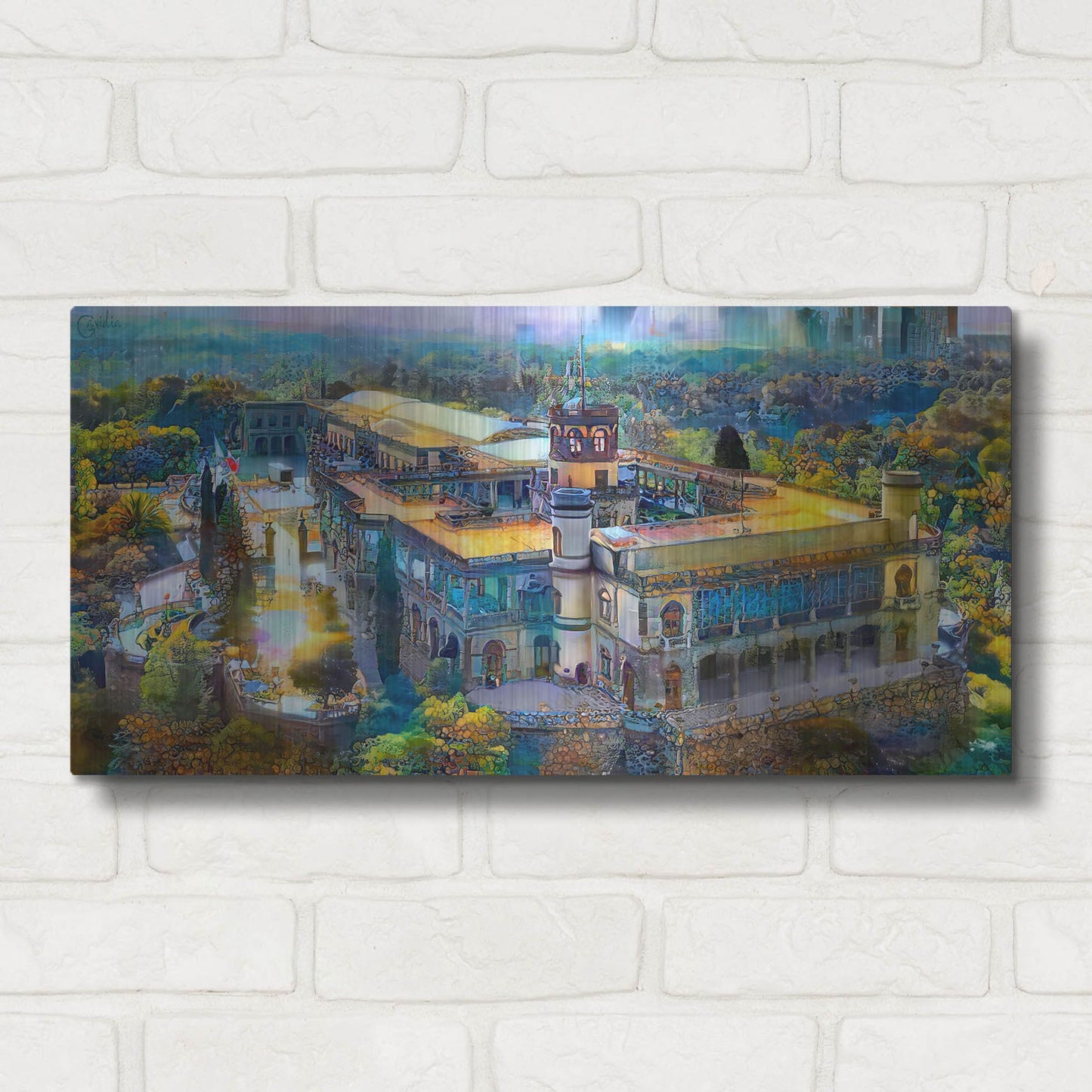 Luxe Metal Art 'Mexico City Chapultepec Castle' by Pedro Gavidia, Metal Wall Art,24x12