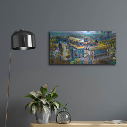 Luxe Metal Art 'Mexico City Chapultepec Castle' by Pedro Gavidia, Metal Wall Art,24x12