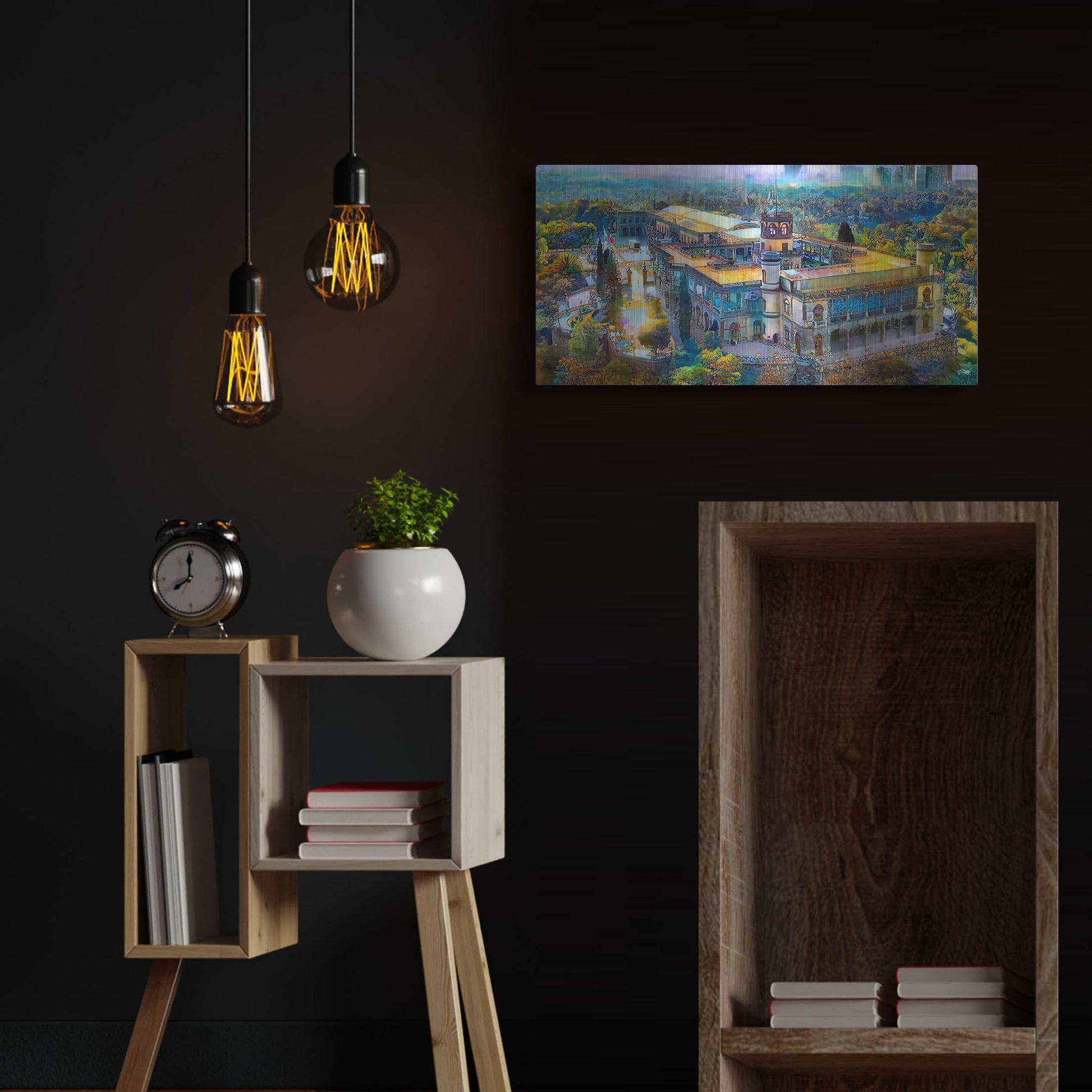 Luxe Metal Art 'Mexico City Chapultepec Castle' by Pedro Gavidia, Metal Wall Art,24x12