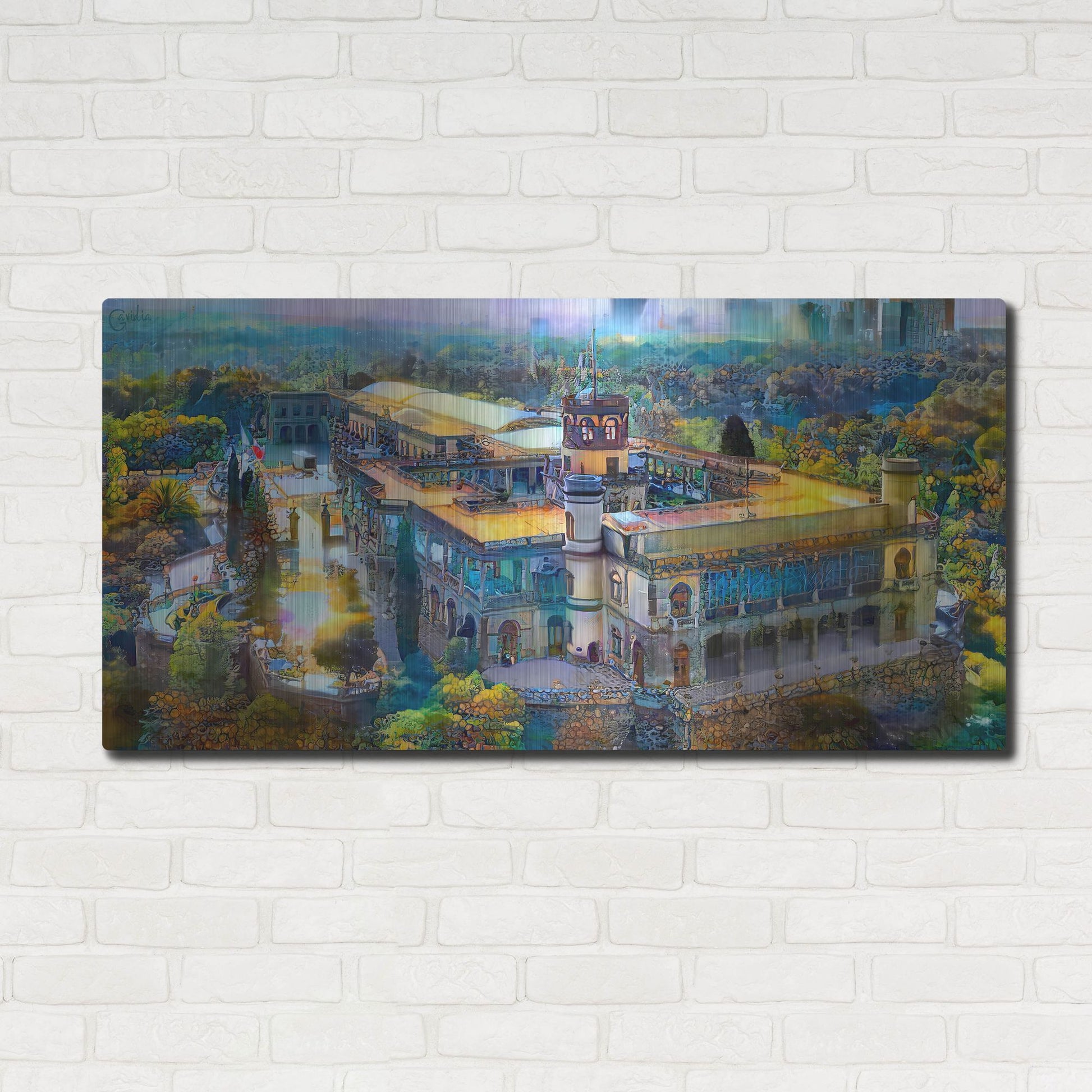 Luxe Metal Art 'Mexico City Chapultepec Castle' by Pedro Gavidia, Metal Wall Art,48x24
