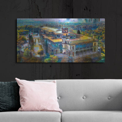 Luxe Metal Art 'Mexico City Chapultepec Castle' by Pedro Gavidia, Metal Wall Art,48x24