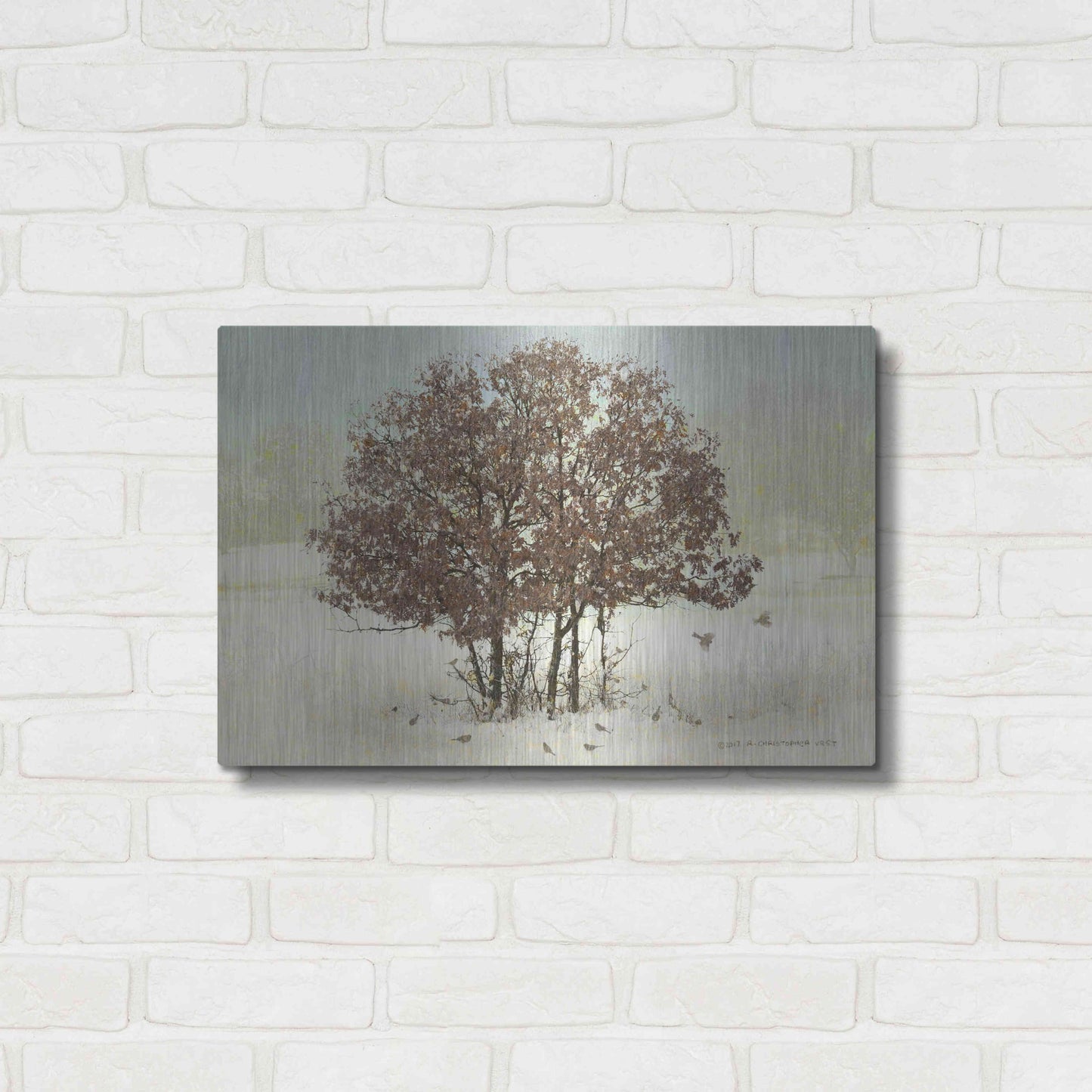 Luxe Metal Art 'Juncos and Oak' by Chris Vest, Metal Wall Art,24x16