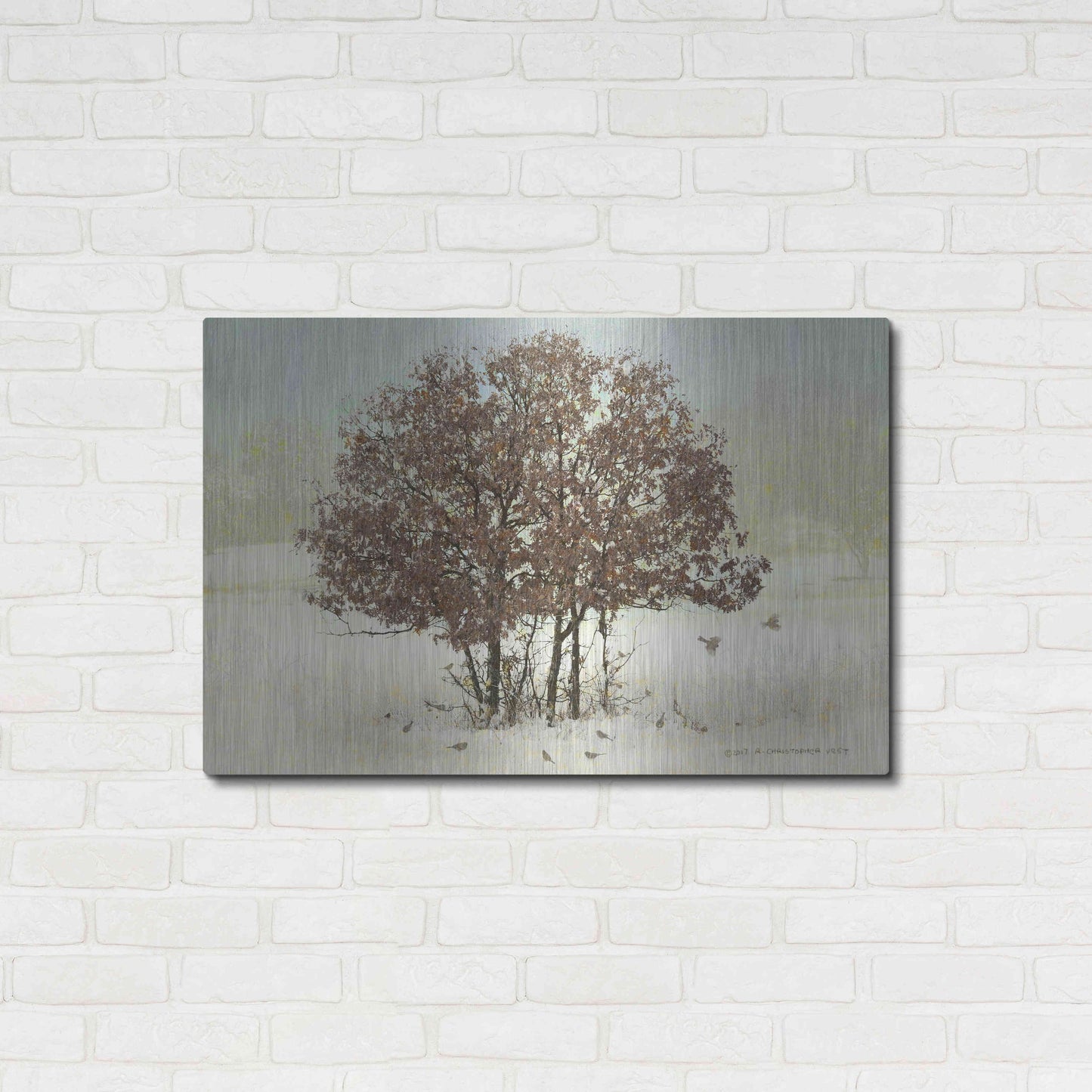 Luxe Metal Art 'Juncos and Oak' by Chris Vest, Metal Wall Art,36x24