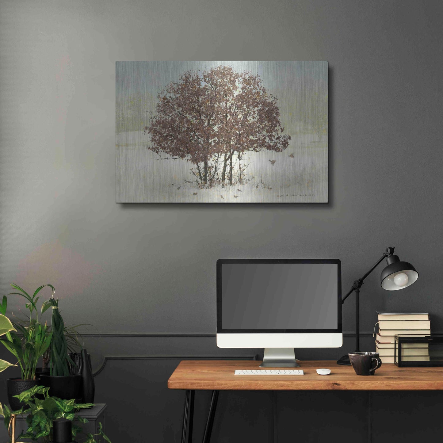 Luxe Metal Art 'Juncos and Oak' by Chris Vest, Metal Wall Art,36x24