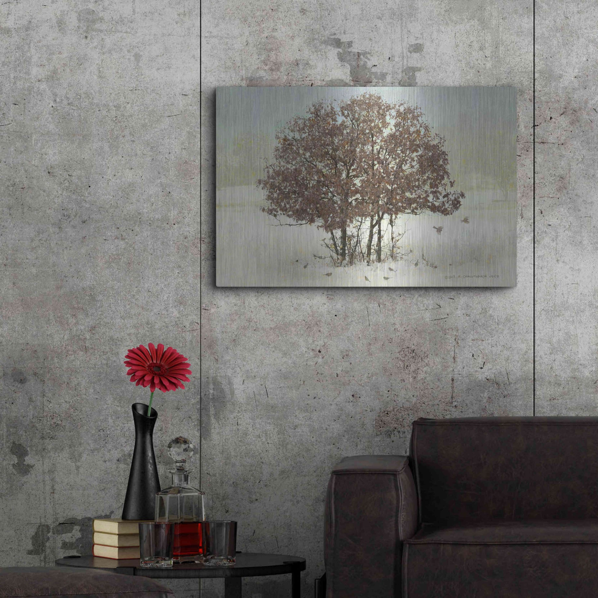 Luxe Metal Art 'Juncos and Oak' by Chris Vest, Metal Wall Art,36x24