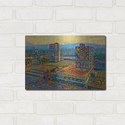 Luxe Metal Art 'Mexico City Ciudad Universitaria University City' by Pedro Gavidia, Metal Wall Art,16x12