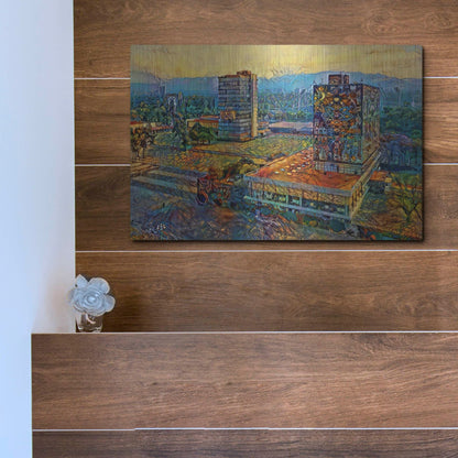 Luxe Metal Art 'Mexico City Ciudad Universitaria University City' by Pedro Gavidia, Metal Wall Art,16x12