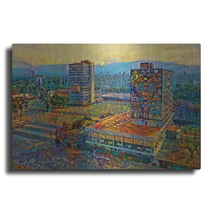 Luxe Metal Art 'Mexico City Ciudad Universitaria University City' by Pedro Gavidia, Metal Wall Art