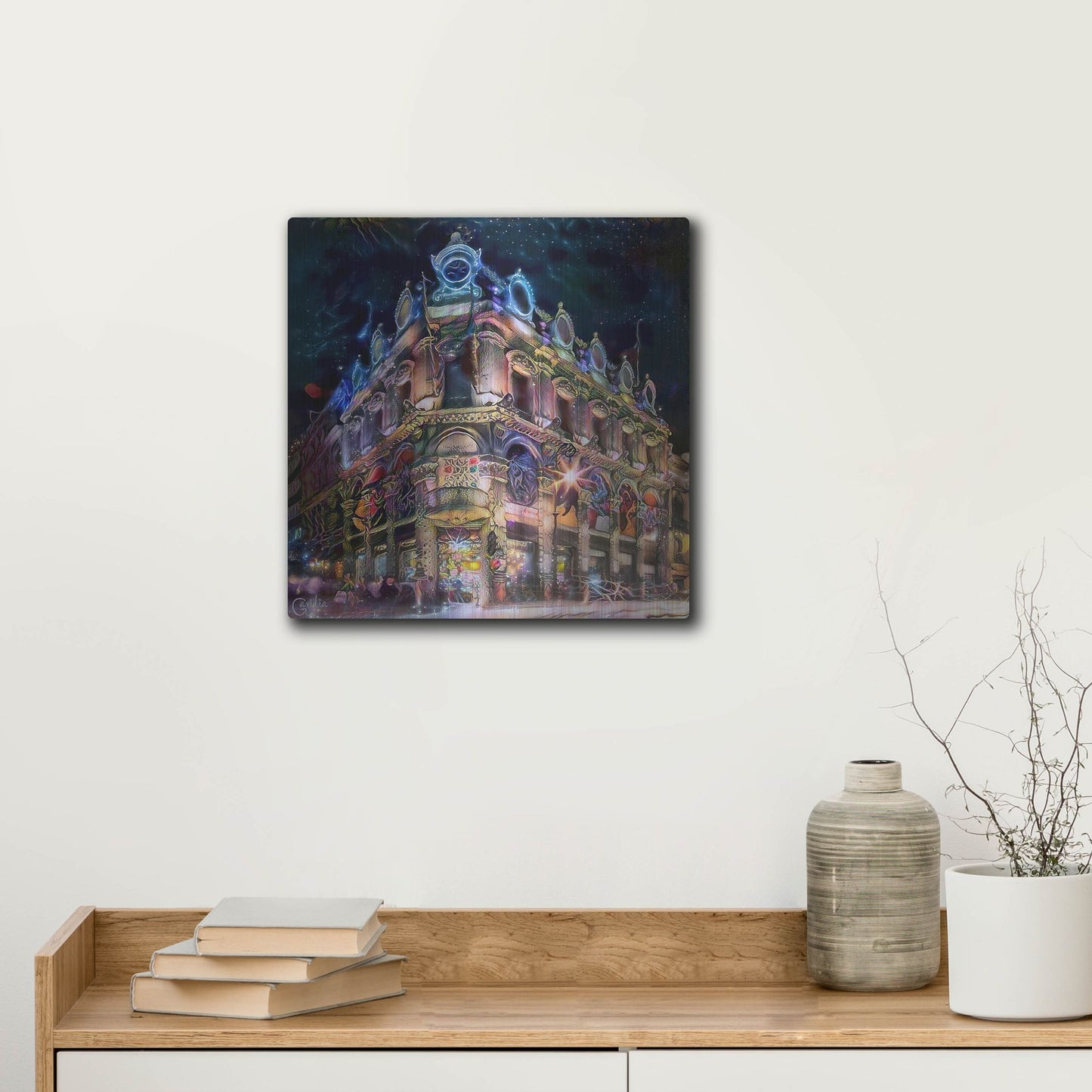 Luxe Metal Art 'Mexico City Estanquillo Museum' by Pedro Gavidia, Metal Wall Art,12x12