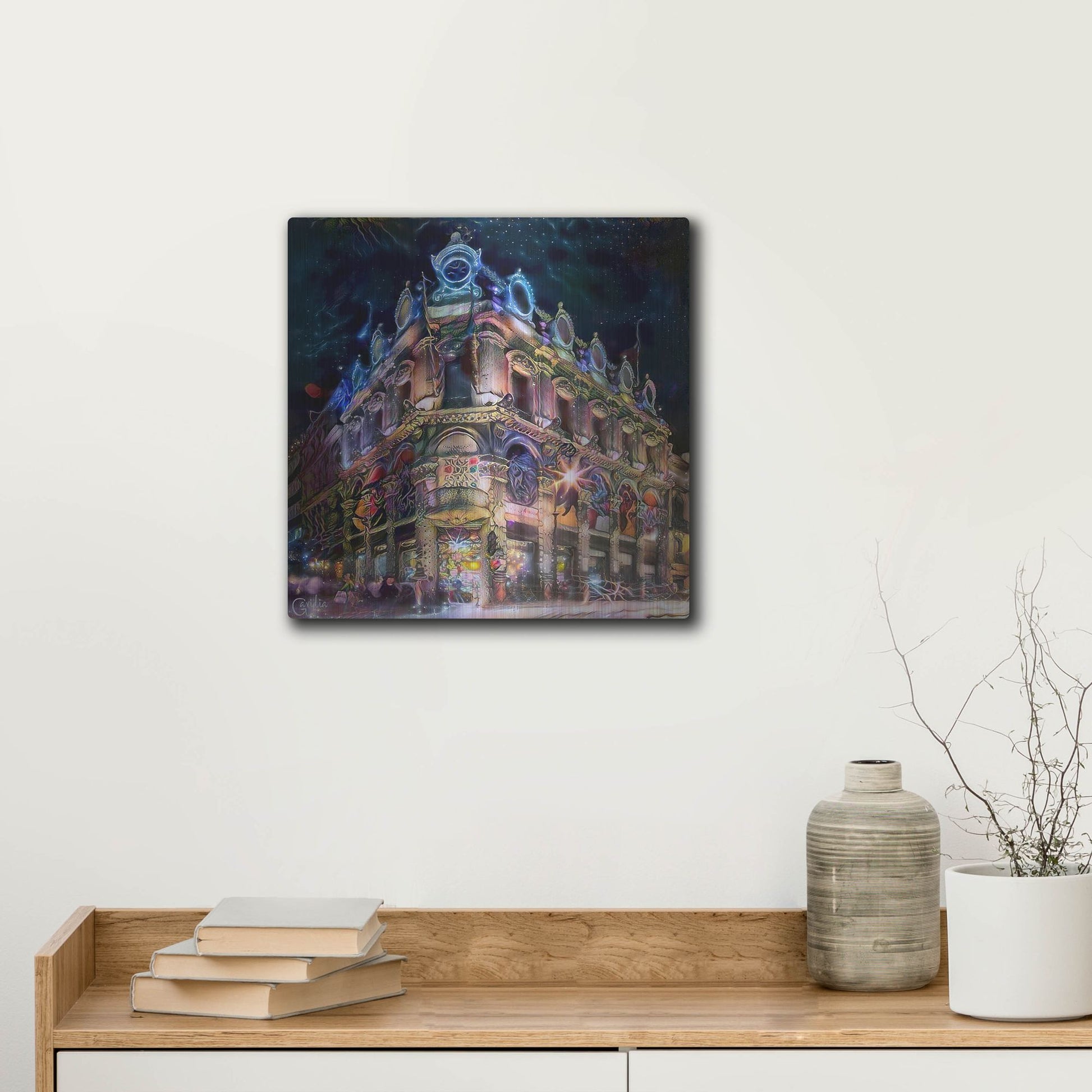 Luxe Metal Art 'Mexico City Estanquillo Museum' by Pedro Gavidia, Metal Wall Art,12x12