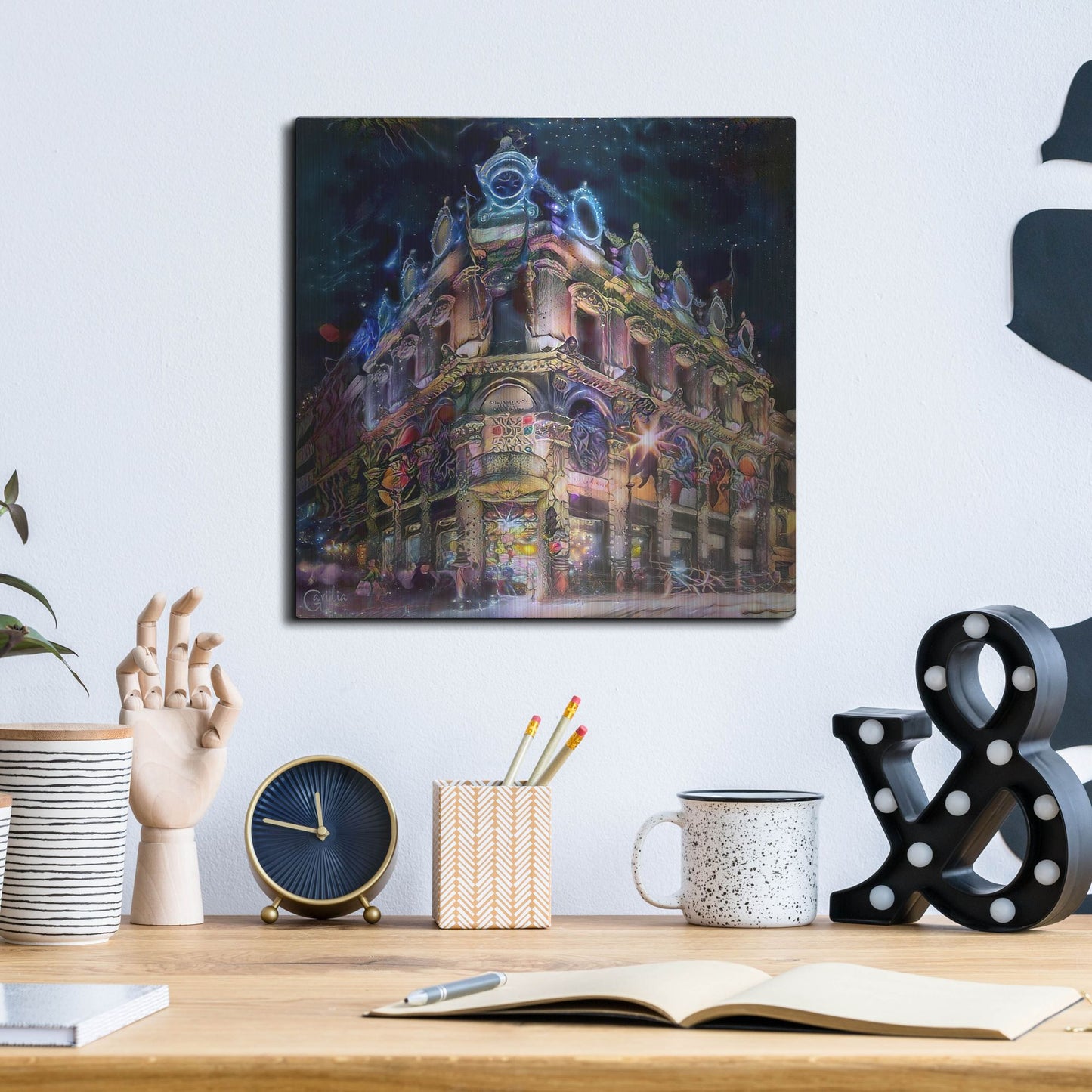 Luxe Metal Art 'Mexico City Estanquillo Museum' by Pedro Gavidia, Metal Wall Art,12x12