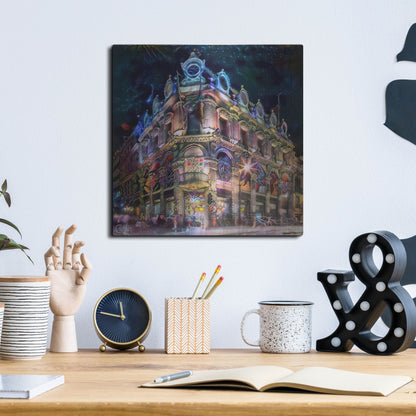 Luxe Metal Art 'Mexico City Estanquillo Museum' by Pedro Gavidia, Metal Wall Art,12x12