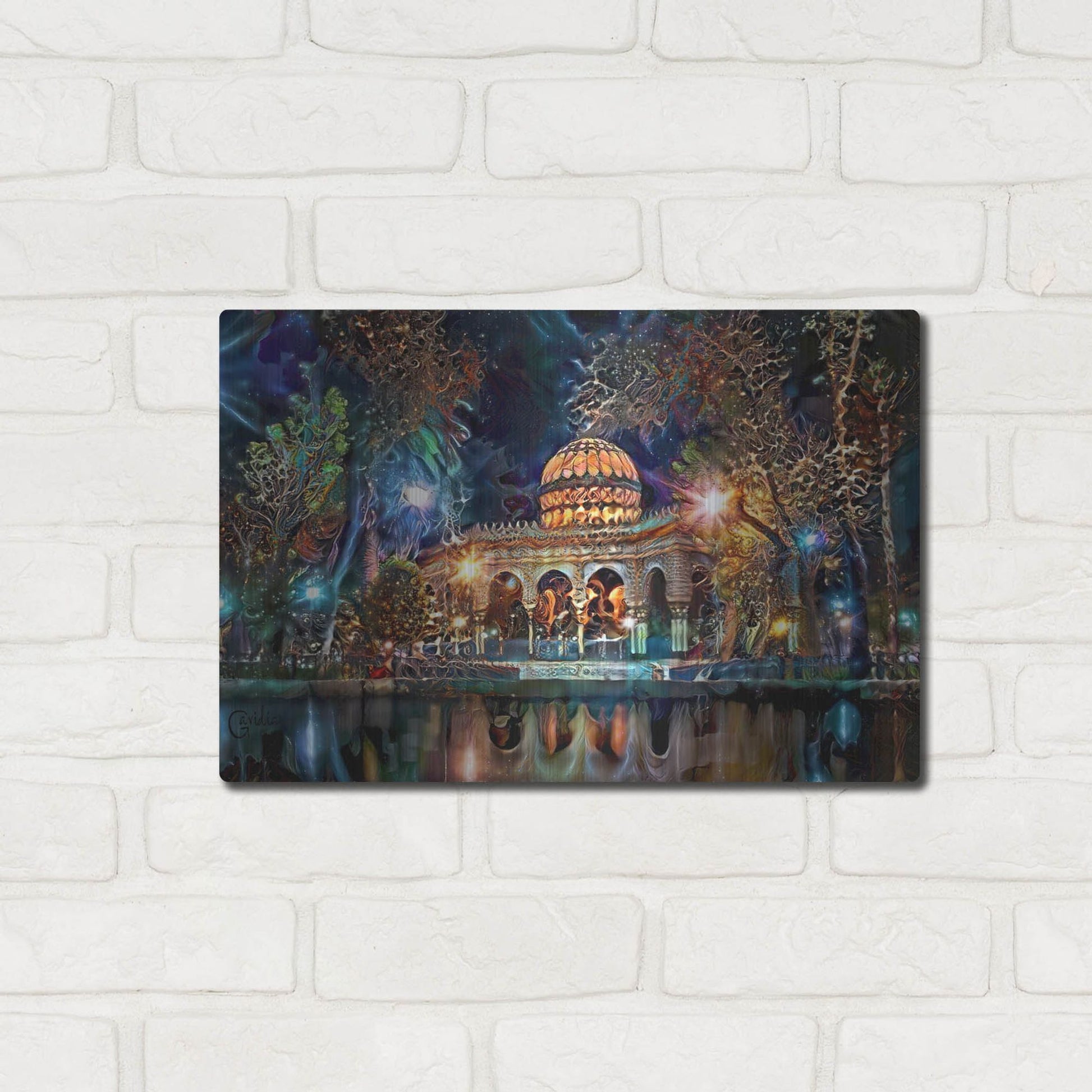 Luxe Metal Art 'Mexico City Kiosk In The Alameda De Santa Maria La Ribera Ver2' by Pedro Gavidia, Metal Wall Art,16x12