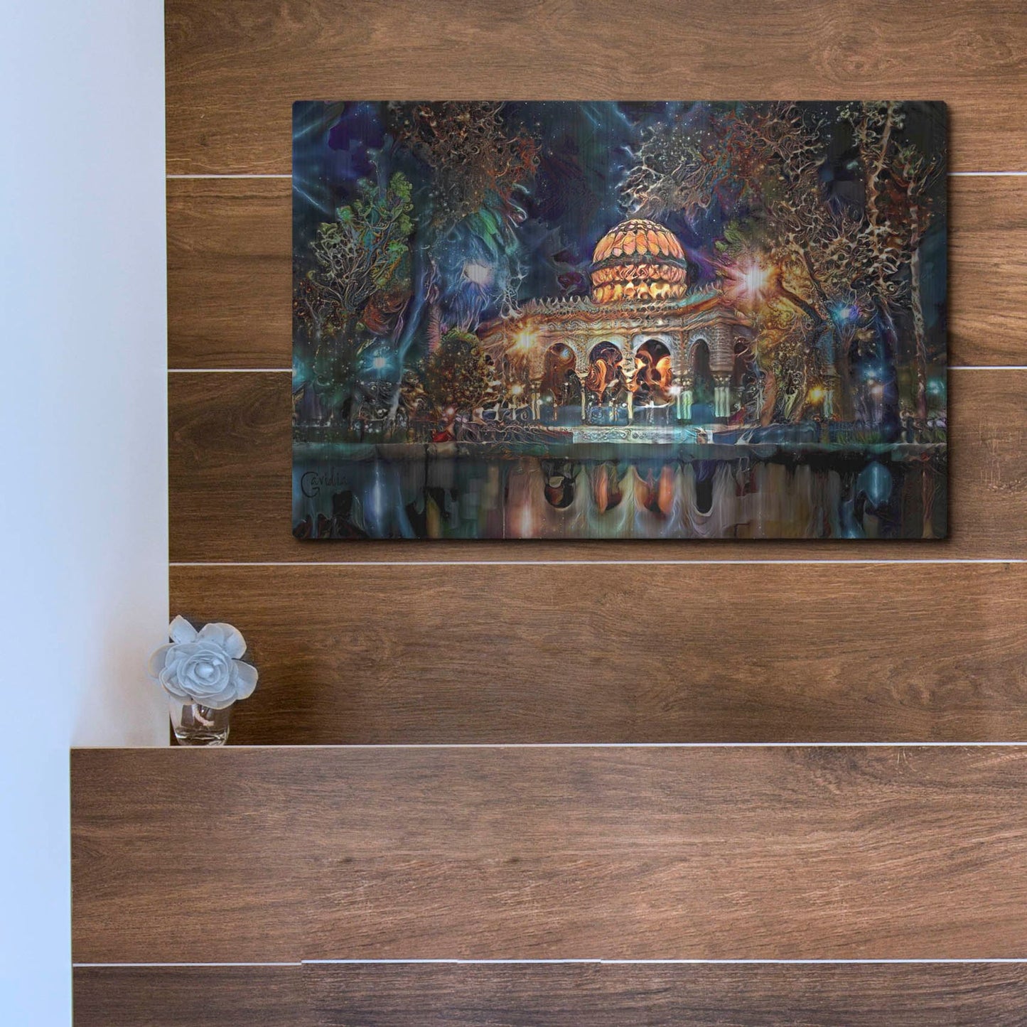 Luxe Metal Art 'Mexico City Kiosk In The Alameda De Santa Maria La Ribera Ver2' by Pedro Gavidia, Metal Wall Art,16x12