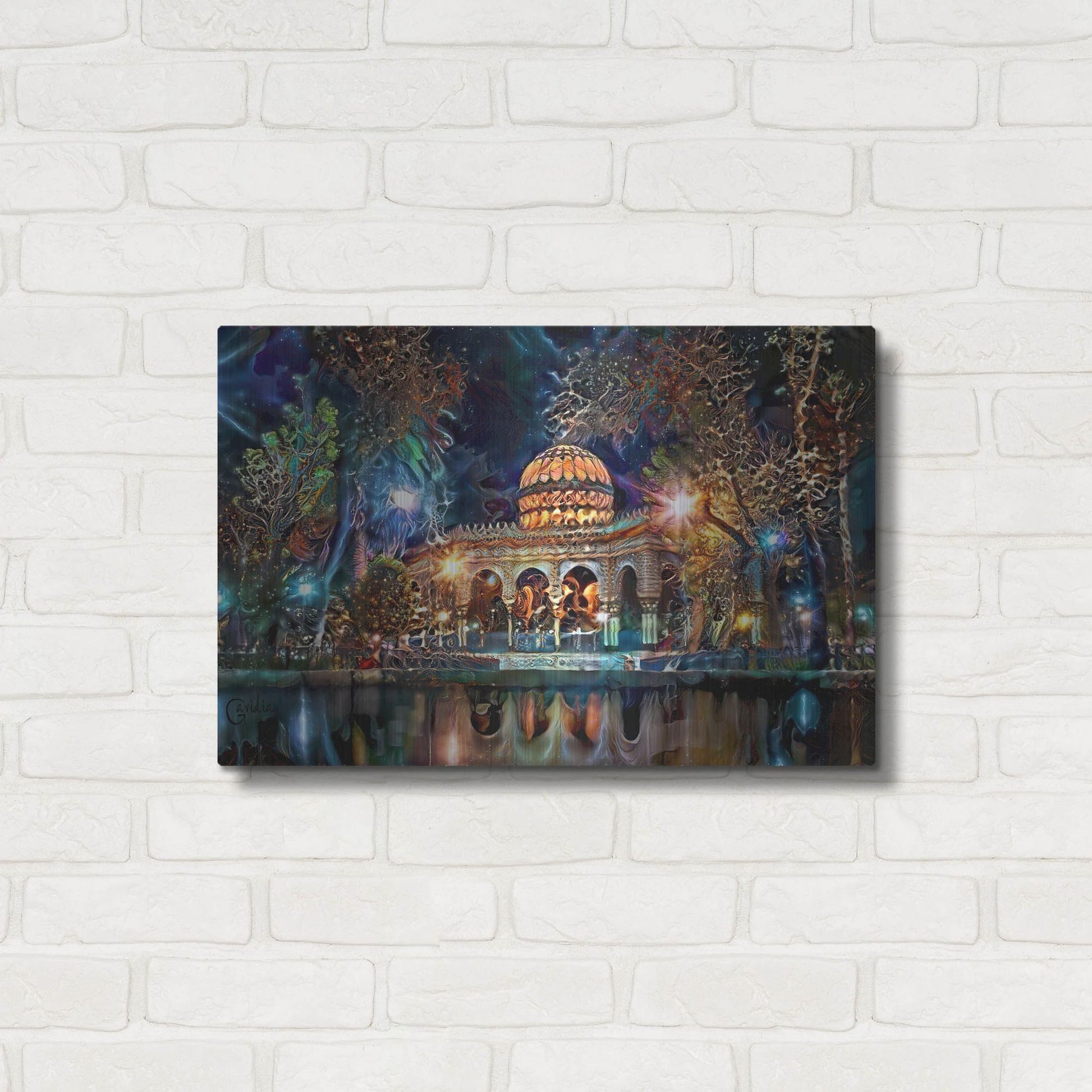 Luxe Metal Art 'Mexico City Kiosk In The Alameda De Santa Maria La Ribera Ver2' by Pedro Gavidia, Metal Wall Art,24x16