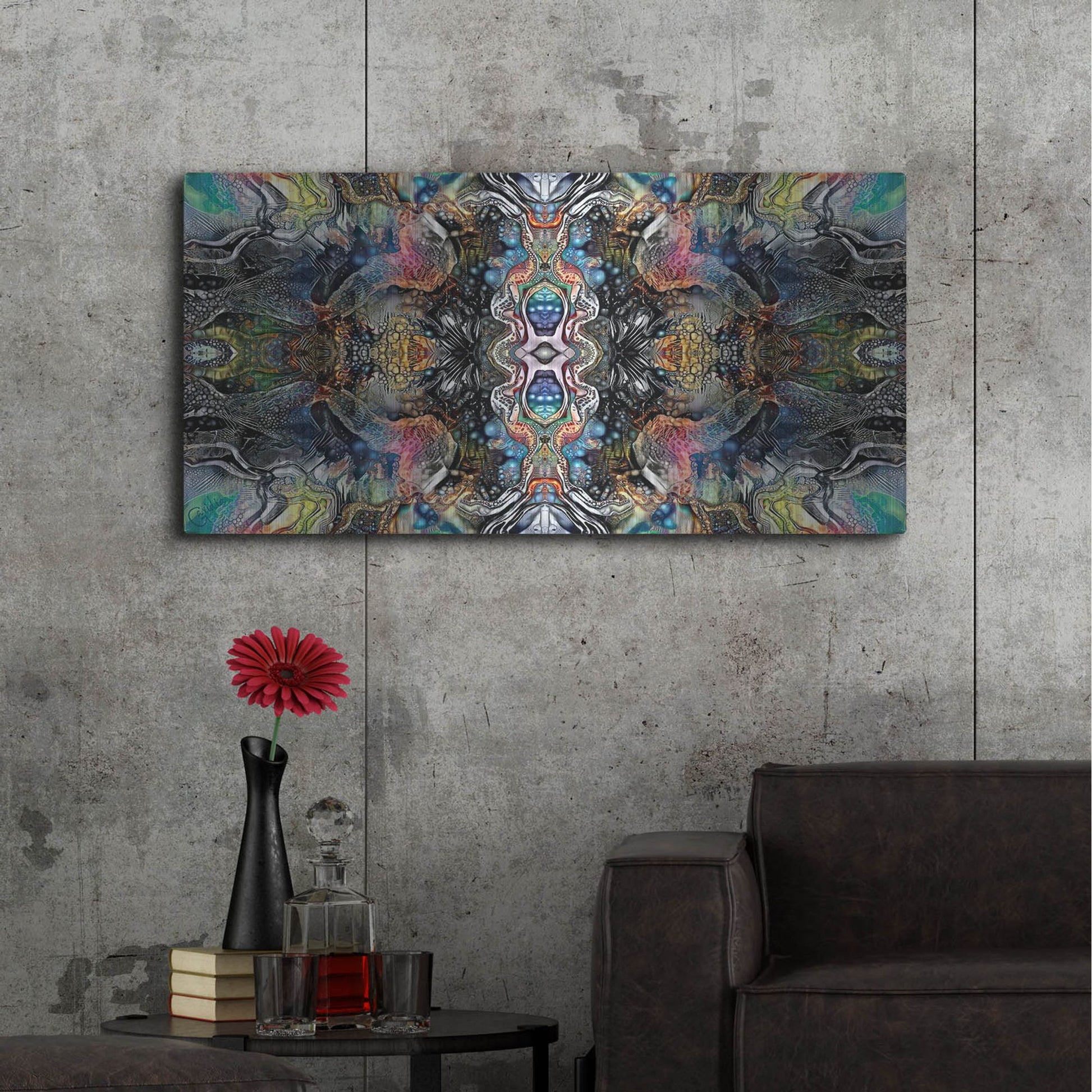 Luxe Metal Art 'Mind Reactor' by Pedro Gavidia, Metal Wall Art,48x24