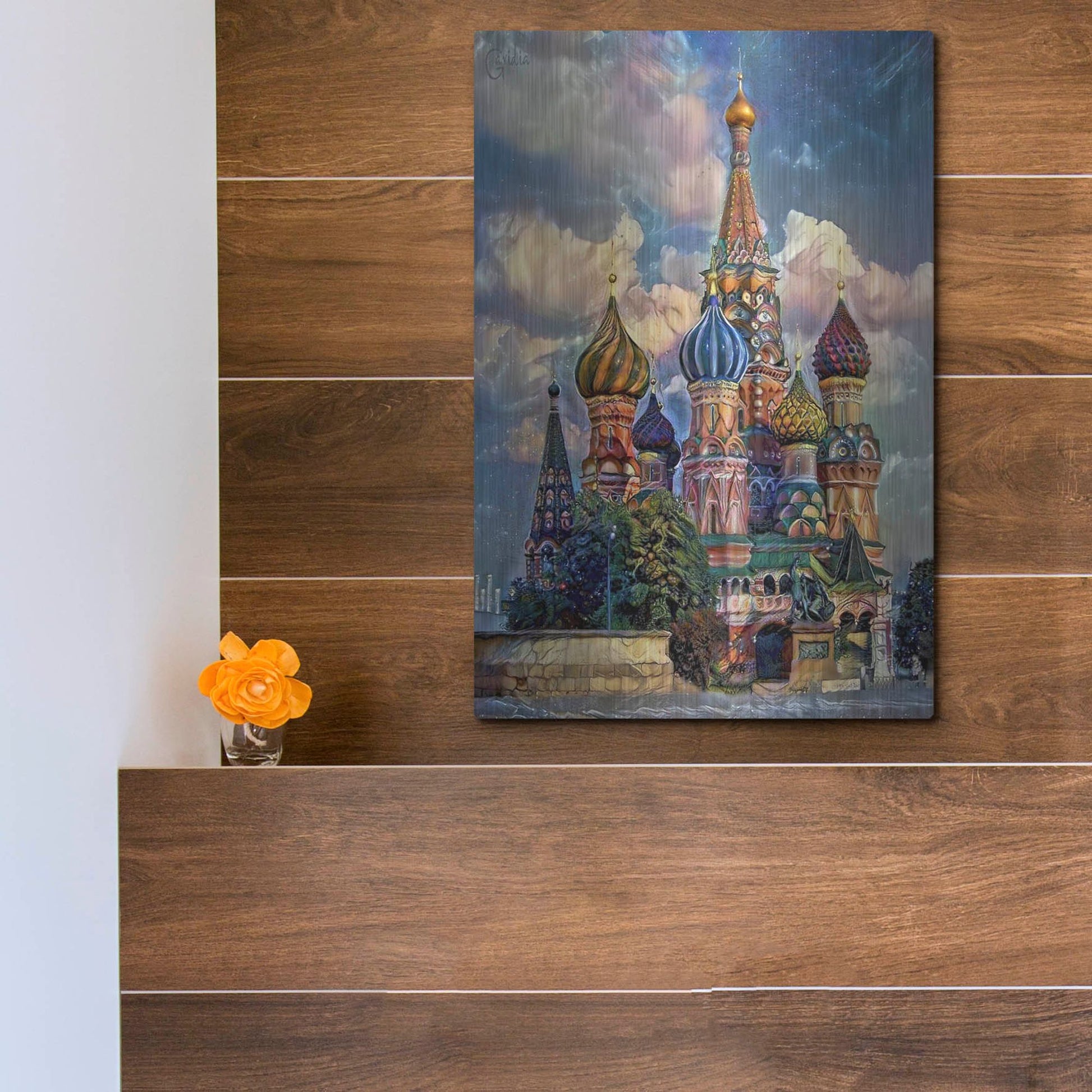 Luxe Metal Art 'Moscow Russia Cathedral Of Vasily The Blessed Saint Basil' by Pedro Gavidia, Metal Wall Art,12x16