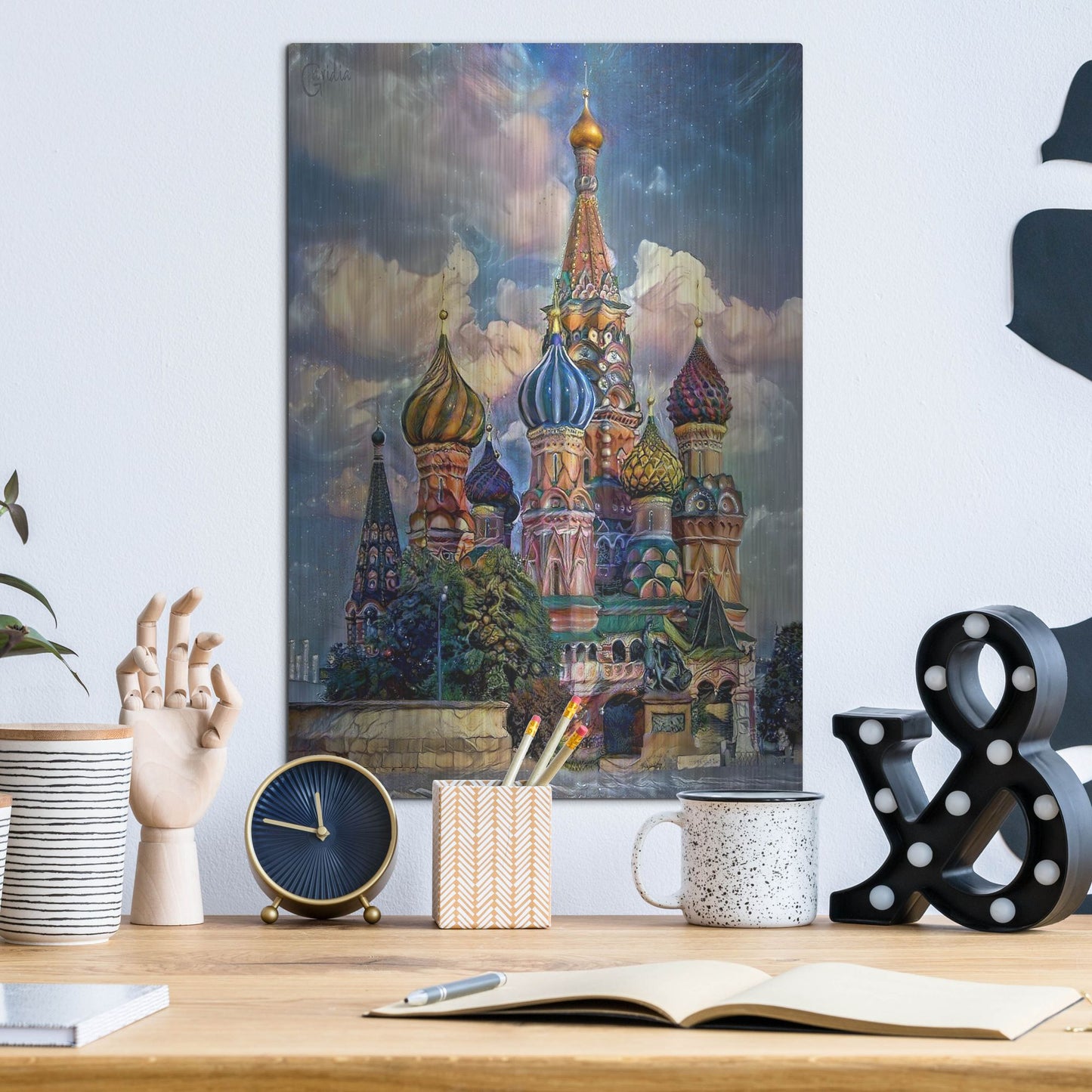 Luxe Metal Art 'Moscow Russia Cathedral Of Vasily The Blessed Saint Basil' by Pedro Gavidia, Metal Wall Art,12x16