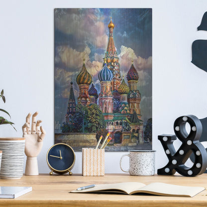 Luxe Metal Art 'Moscow Russia Cathedral Of Vasily The Blessed Saint Basil' by Pedro Gavidia, Metal Wall Art,12x16