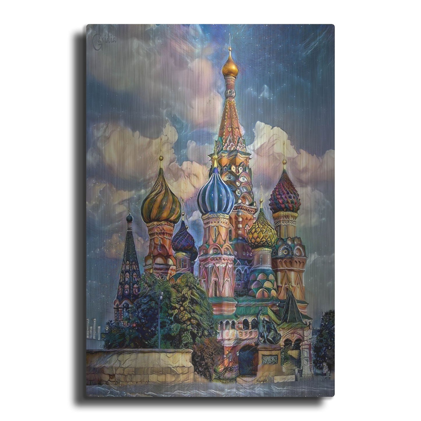 Luxe Metal Art 'Moscow Russia Cathedral Of Vasily The Blessed Saint Basil' by Pedro Gavidia, Metal Wall Art